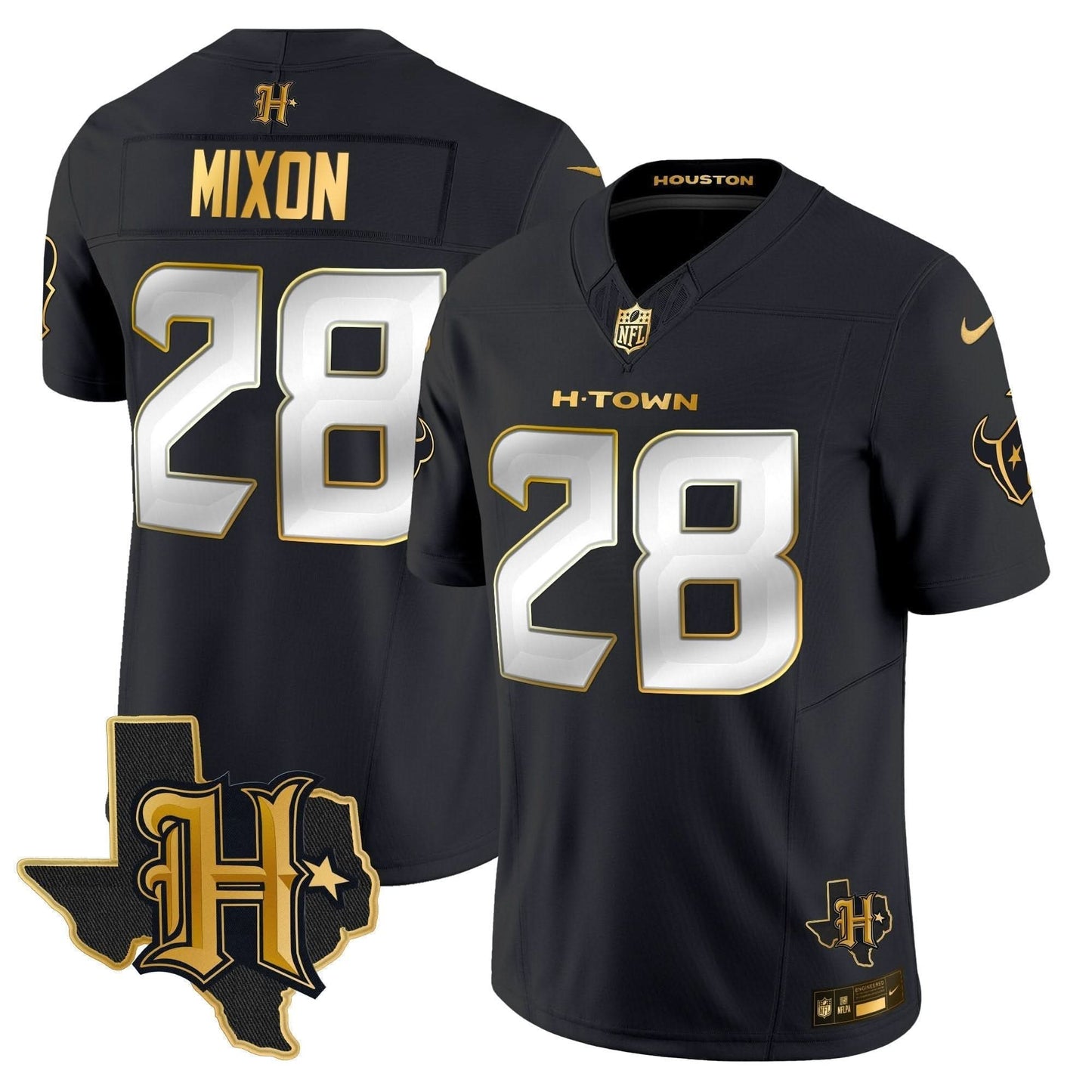 Houston Texans 2024 Texas Patch Gold Vapor Limited Jersey - All Stitched