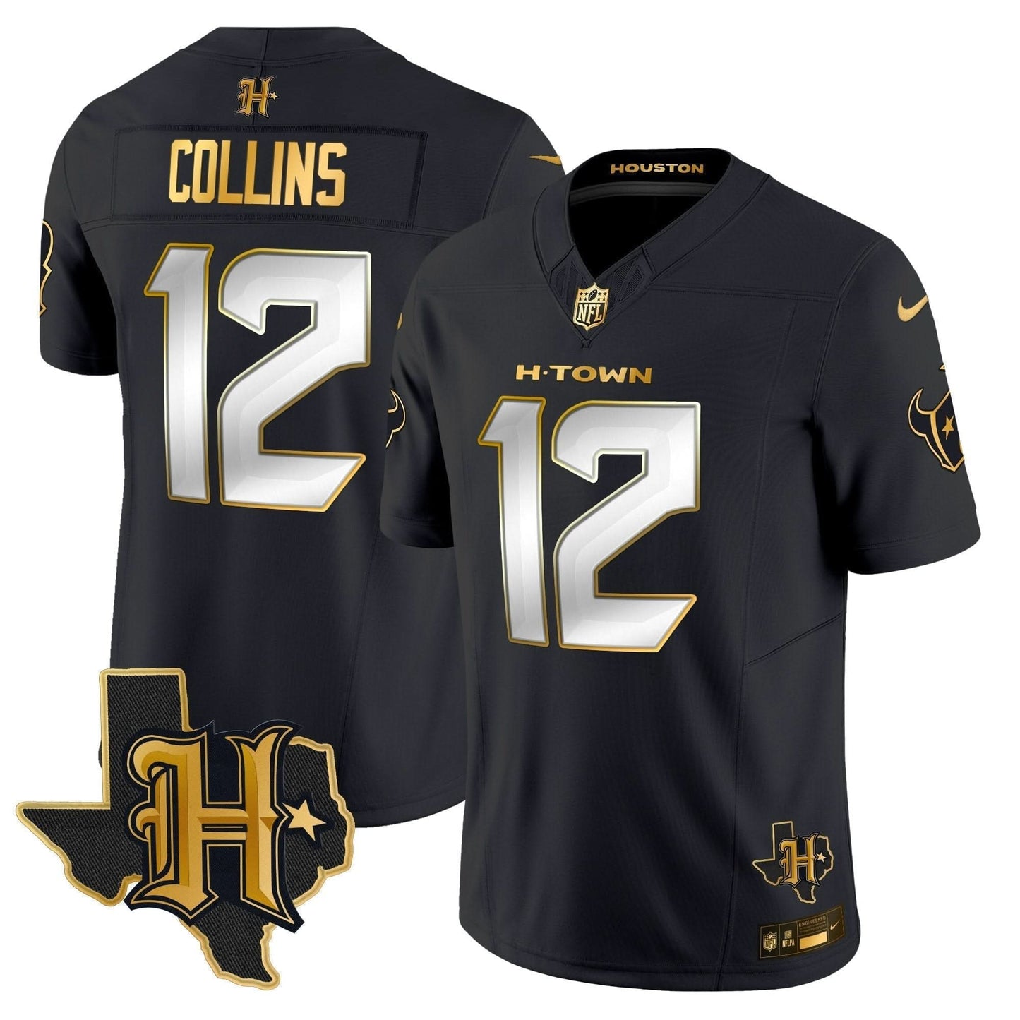 Houston Texans 2024 Texas Patch Gold Vapor Limited Jersey - All Stitched
