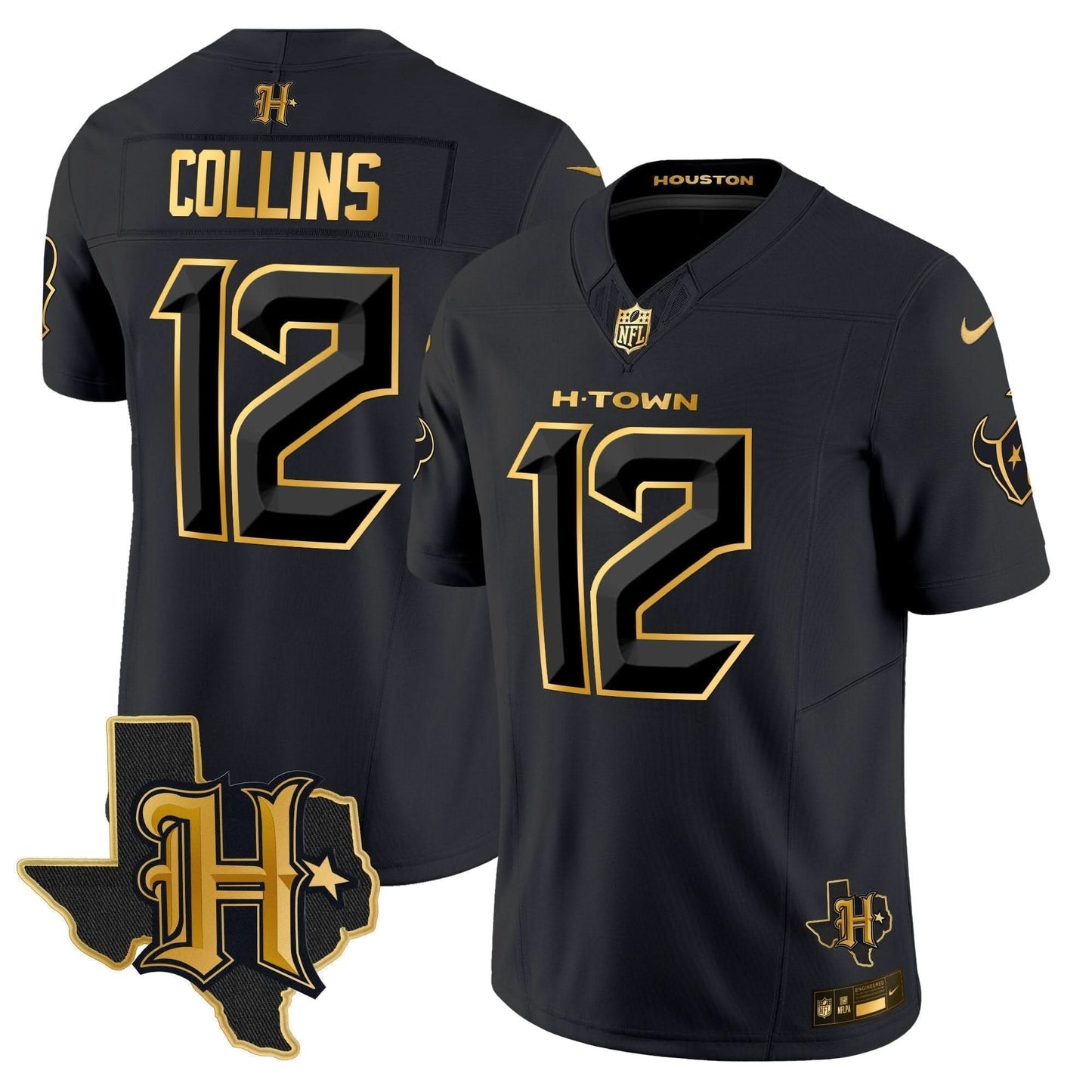 Houston Texans 2024 Texas Patch Gold Vapor Limited Jersey - All Stitched