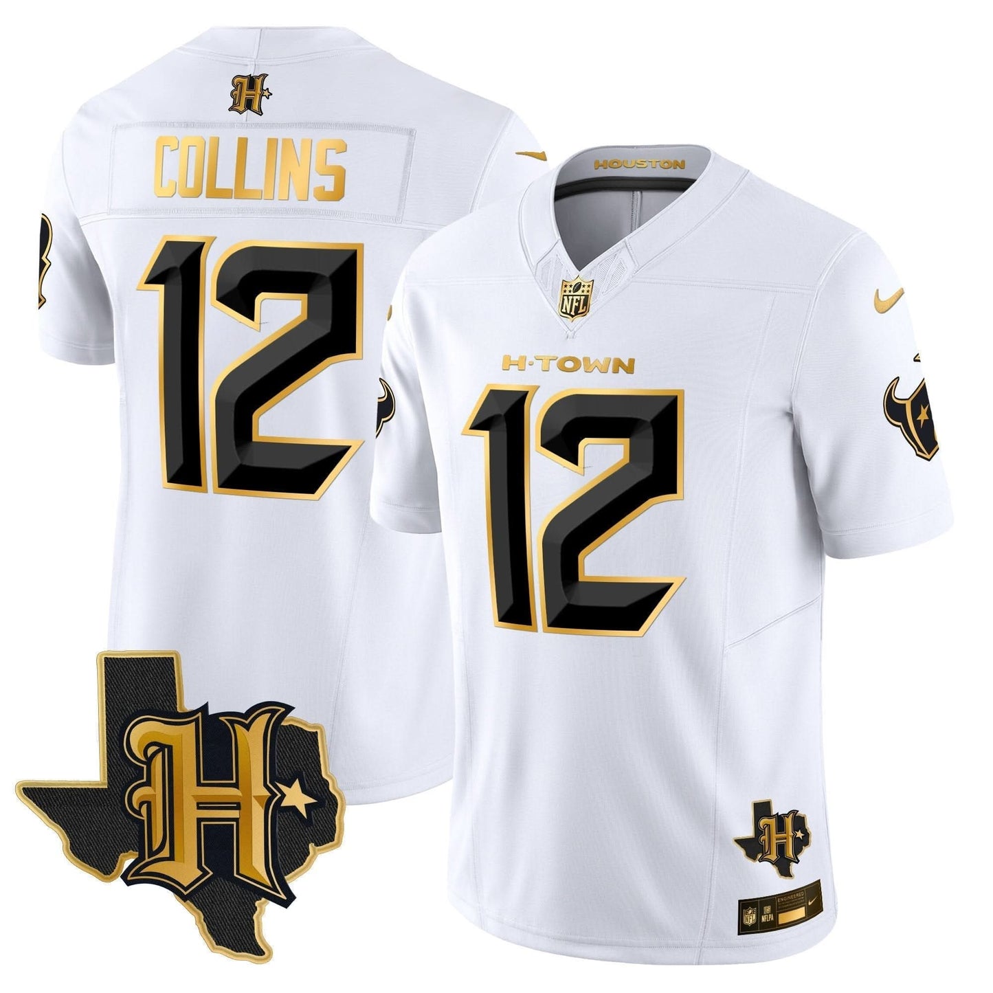 Houston Texans 2024 Texas Patch Gold Vapor Limited Jersey - All Stitched