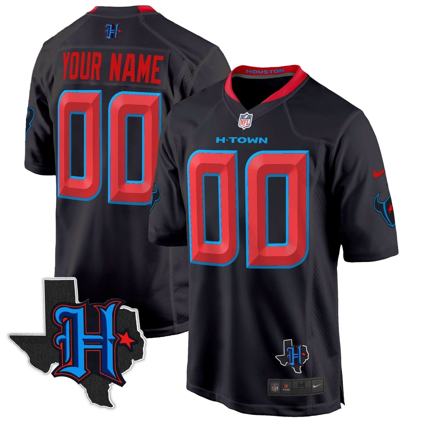 Houston Texans 2024 Texas Patch Game Custom Jersey - All Stitched