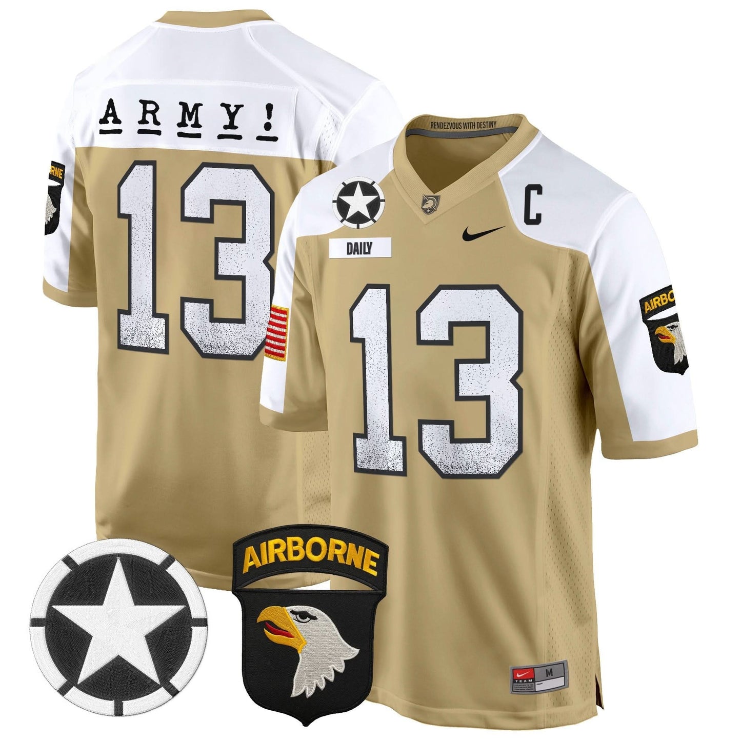 Army Black Knights 101st Airborne Division Patch 2024 Game Jersey - All Stitched