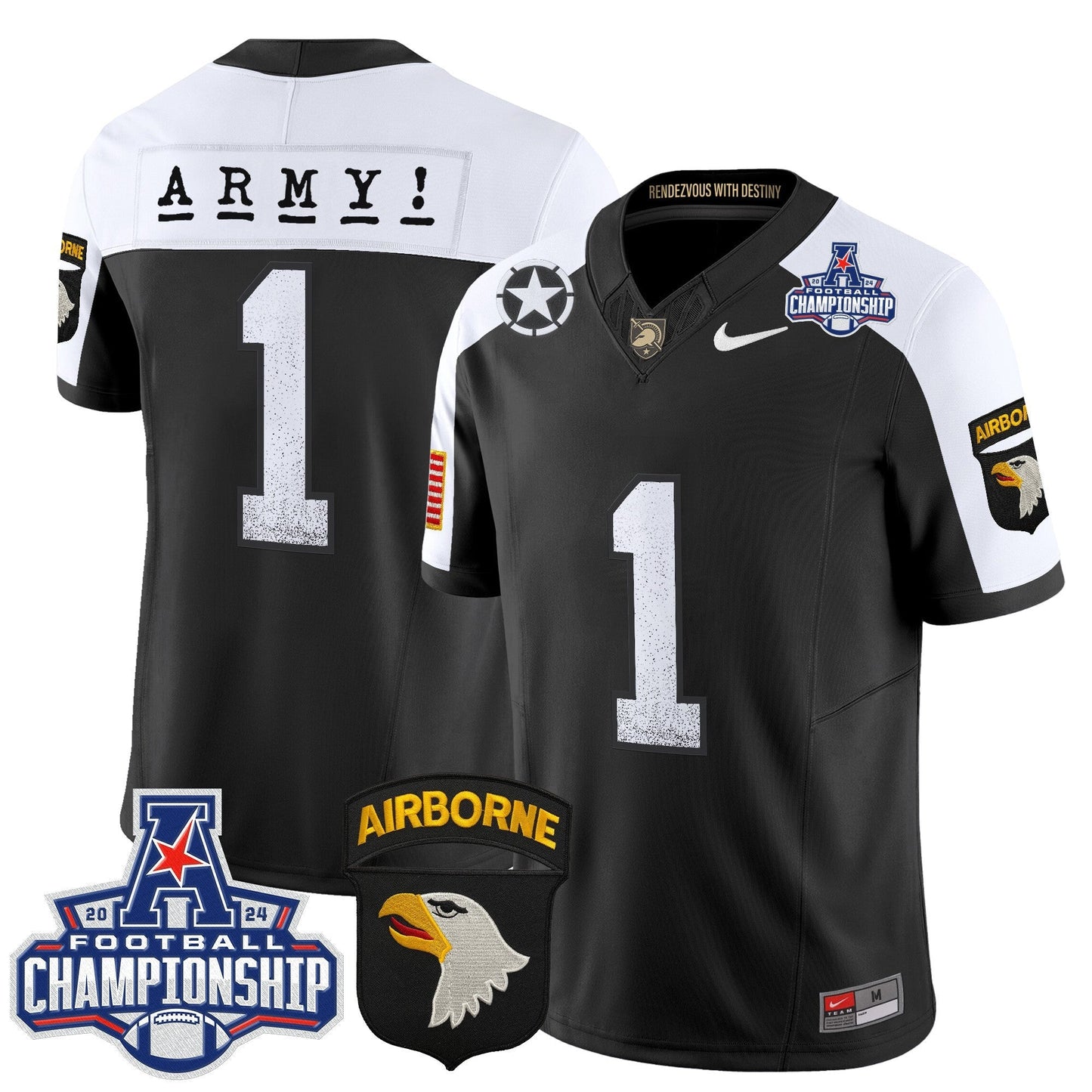Army Black Knights 2024 AAC Championship Patch Vapor Limited Jersey - All Stitched