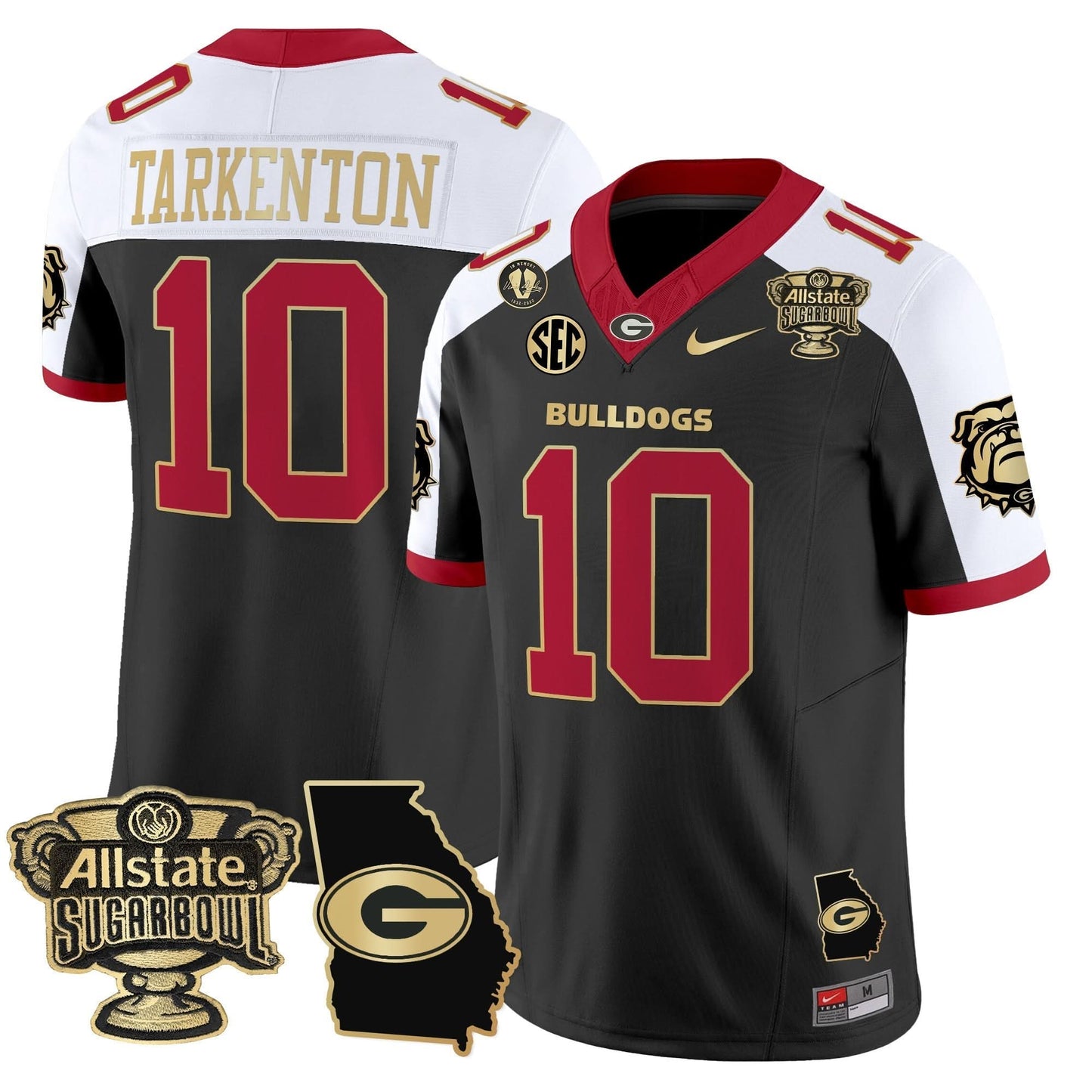 Georgia Bulldogs 2025 Sugar Bowl & Georgia Map Patch Vapor Limited Jersey - All Stitched