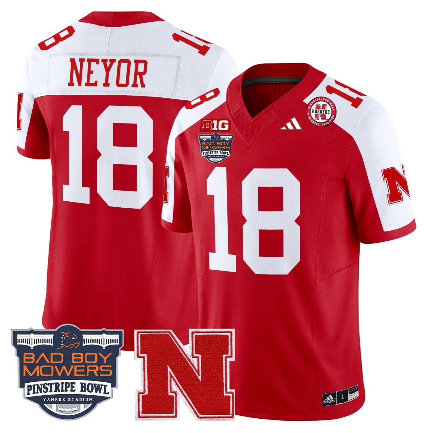 Nebraska Cornhuskers 2025 Pinstripe Bowl Patch Vapor Limited Jersey - All Stitched
