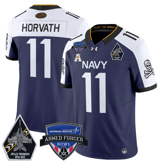 Navy Midshipmen 2025 Armed Forces Bowl Patch Vapor Limited Jersey - All Stitched