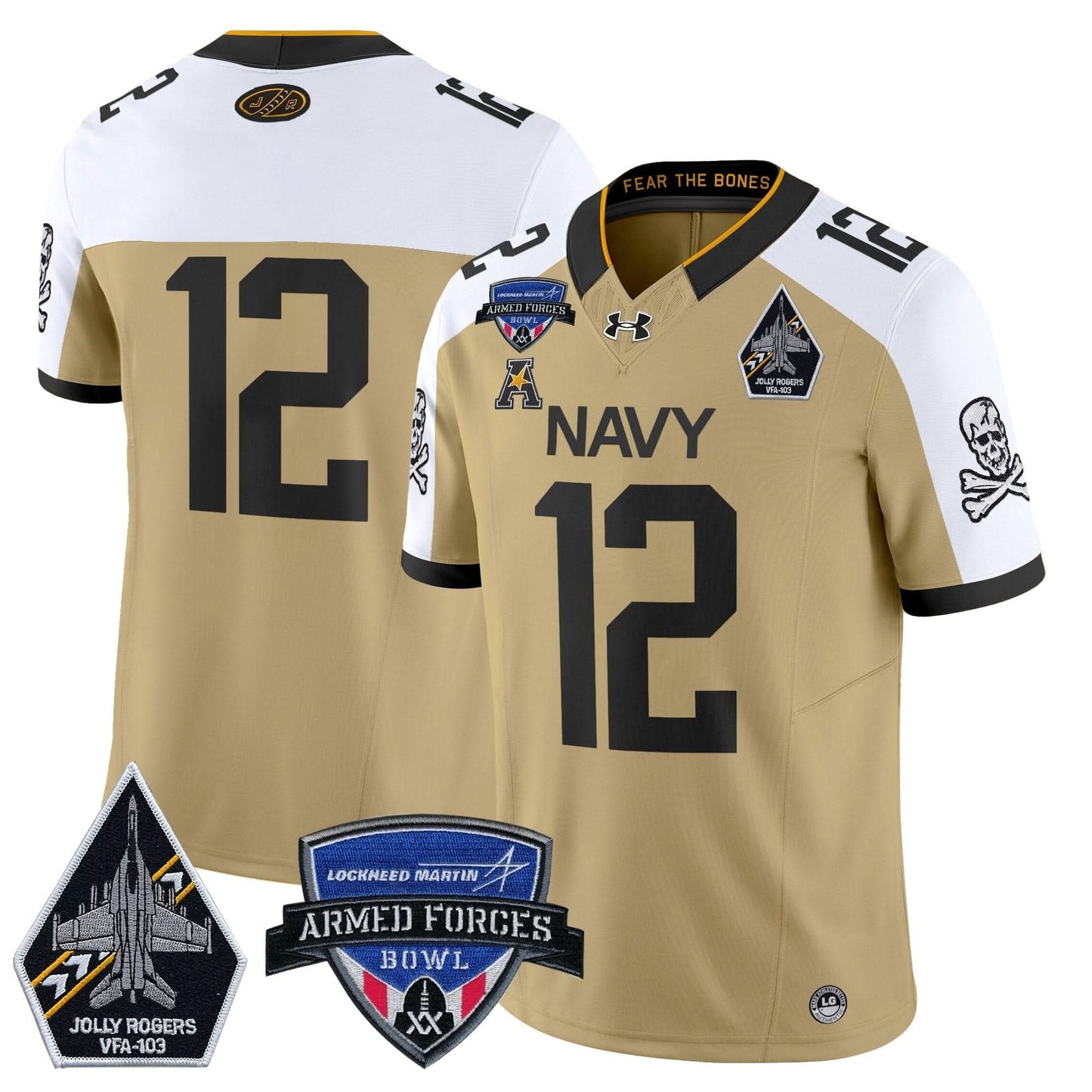 Navy Midshipmen 2025 Armed Forces Bowl Patch Vapor Limited Jersey - All Stitched