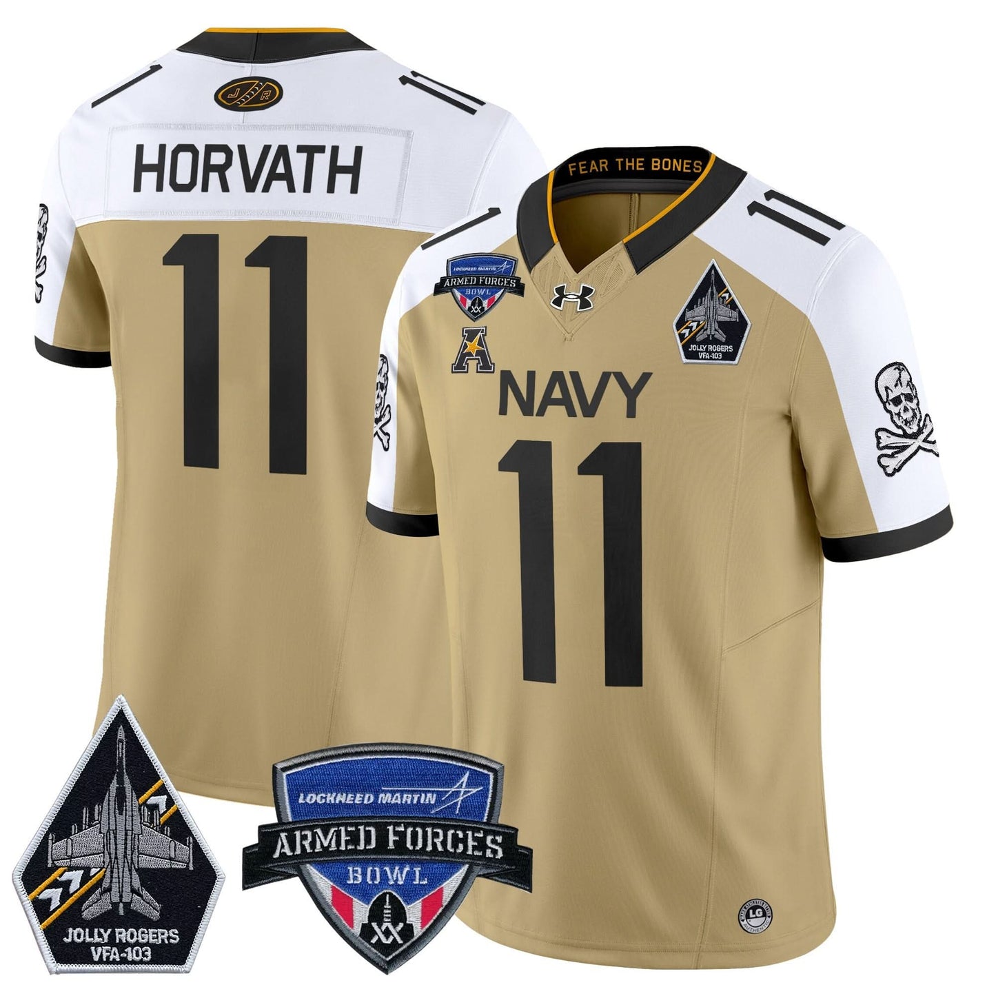 Navy Midshipmen 2025 Armed Forces Bowl Patch Vapor Limited Jersey - All Stitched
