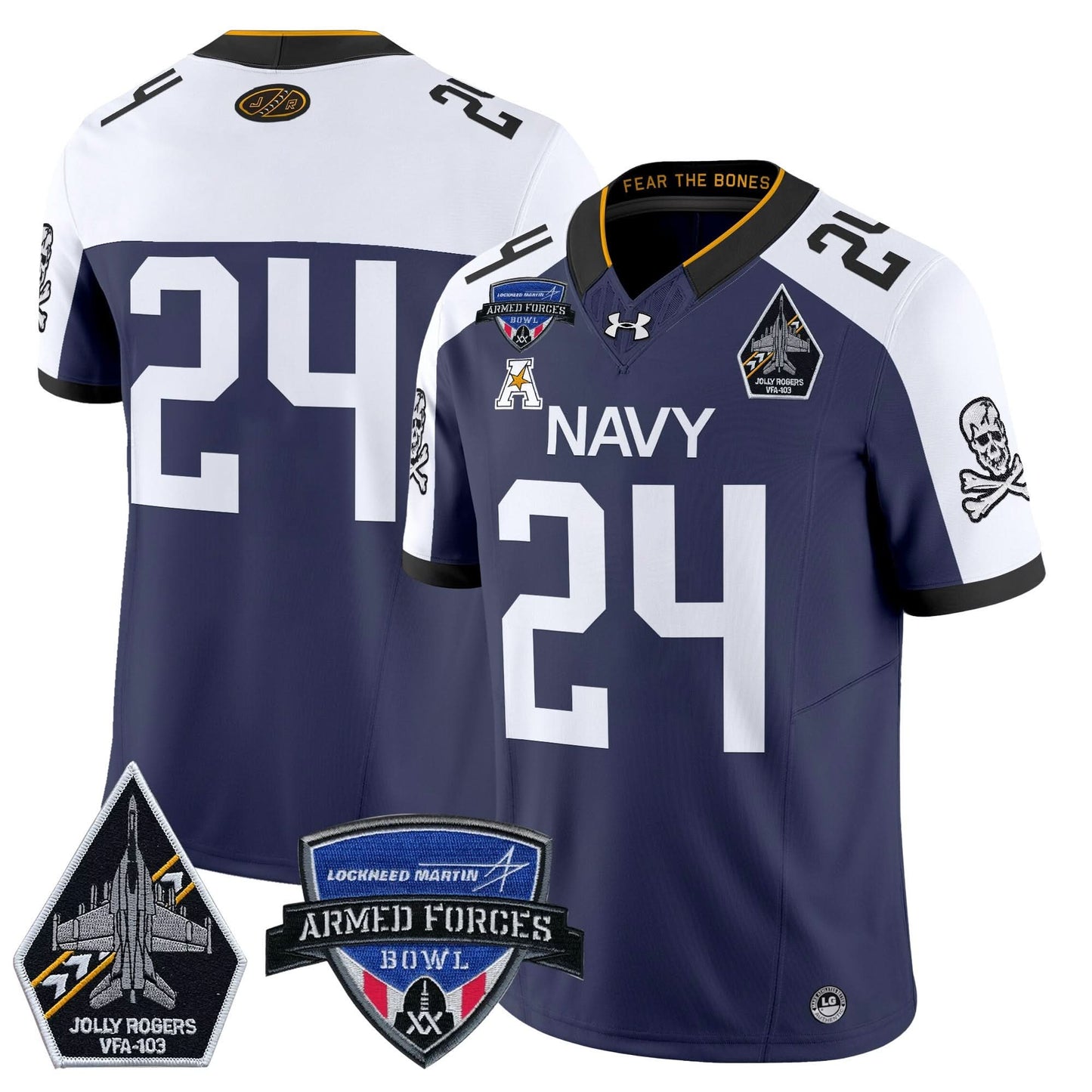 Navy Midshipmen 2025 Armed Forces Bowl Patch Vapor Limited Jersey - All Stitched