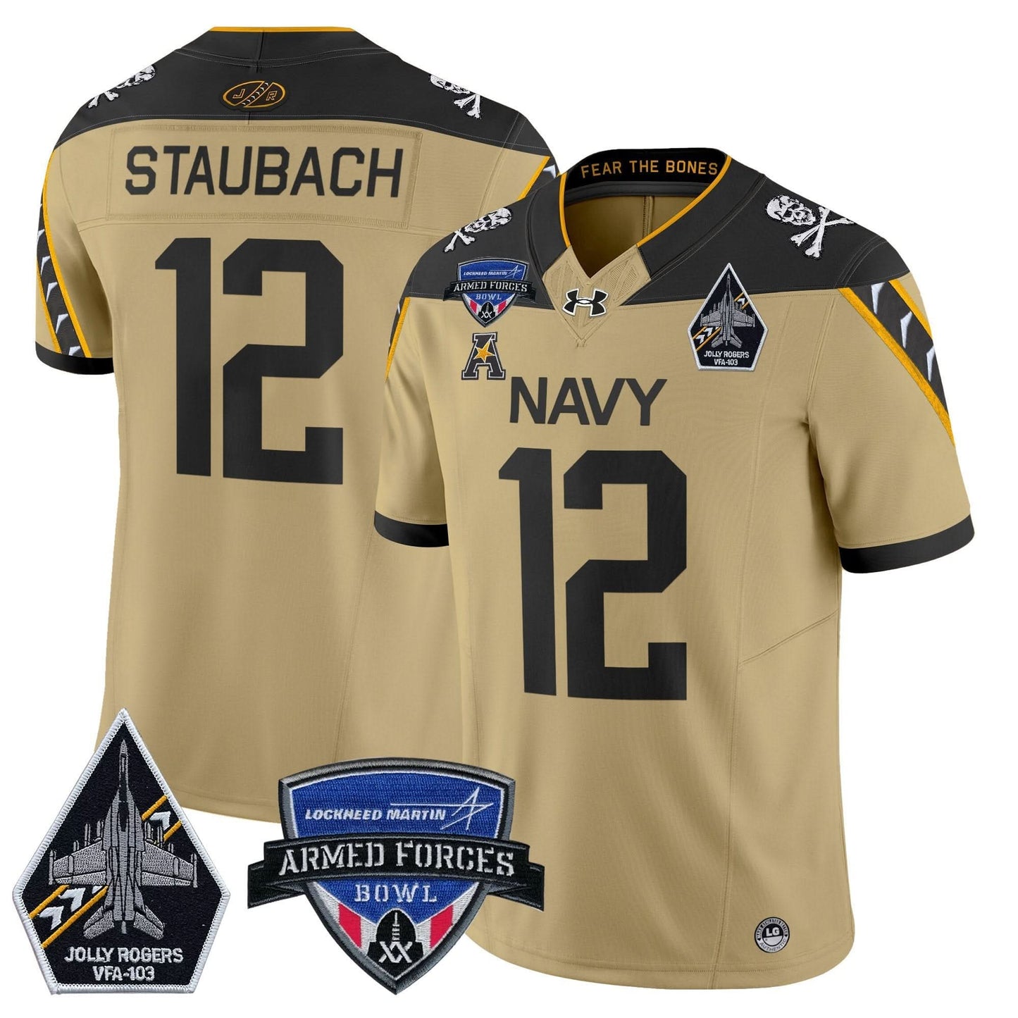 Navy Midshipmen 2025 Armed Forces Bowl Patch Vapor Limited Jersey - All Stitched
