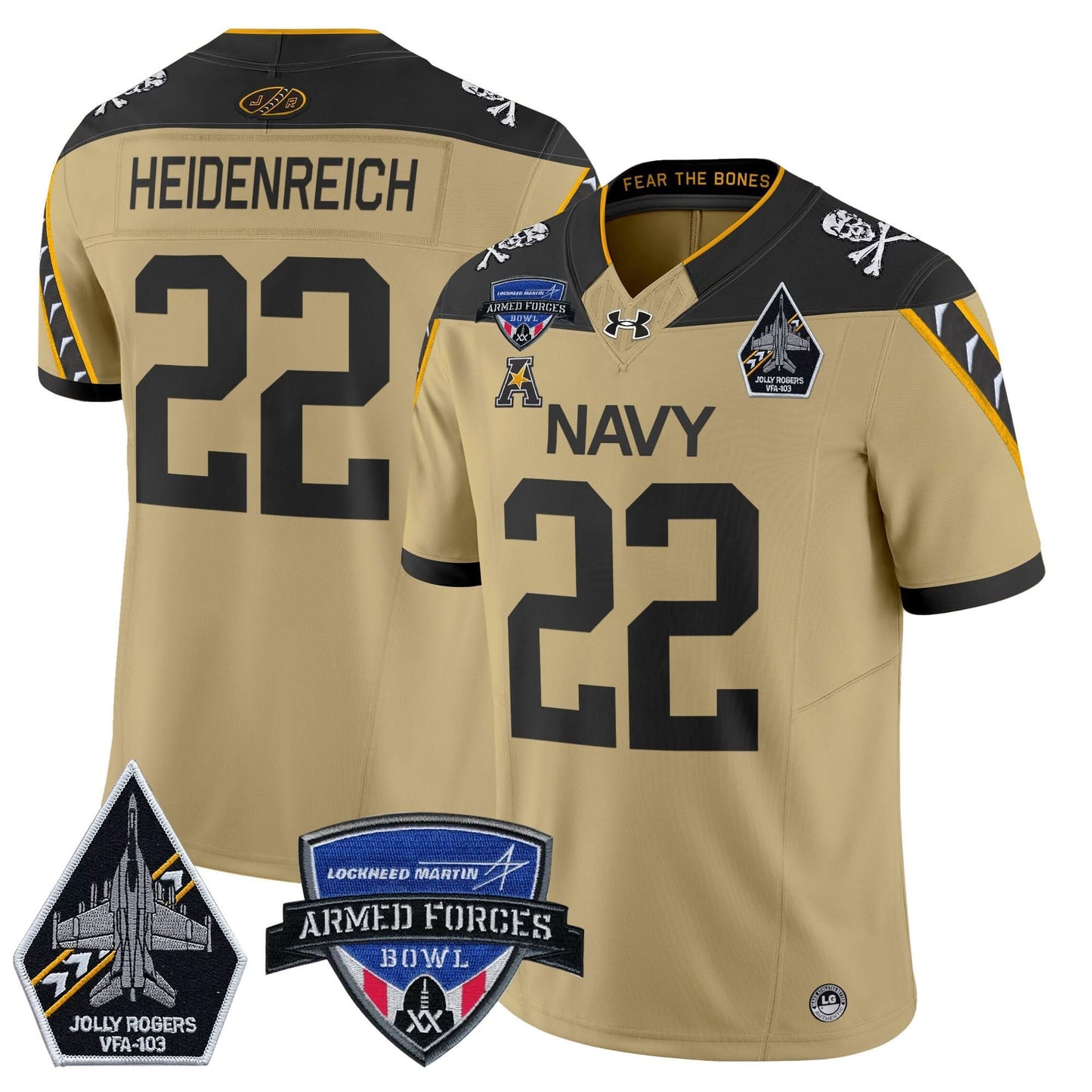 Navy Midshipmen 2025 Armed Forces Bowl Patch Vapor Limited Jersey - All Stitched