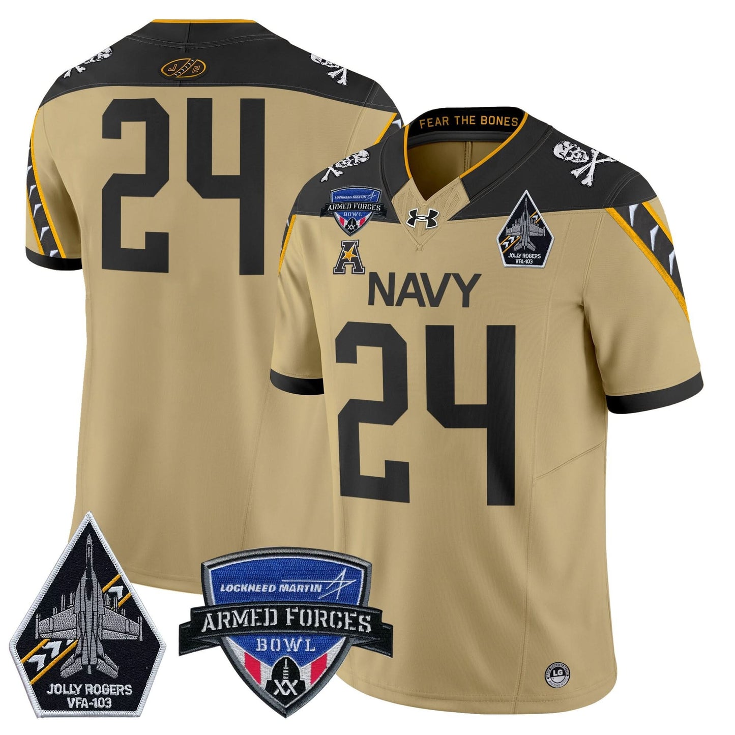 Navy Midshipmen 2025 Armed Forces Bowl Patch Vapor Limited Jersey - All Stitched
