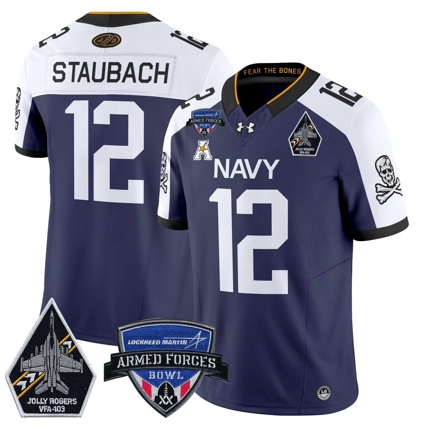 Navy Midshipmen 2025 Armed Forces Bowl Patch Vapor Limited Jersey - All Stitched