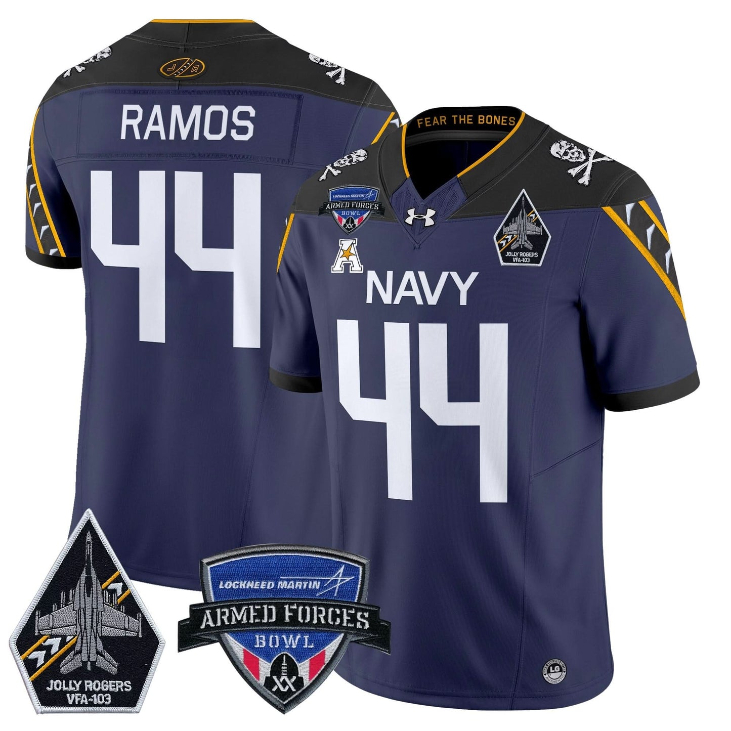 Navy Midshipmen 2025 Armed Forces Bowl Patch Vapor Limited Jersey - All Stitched