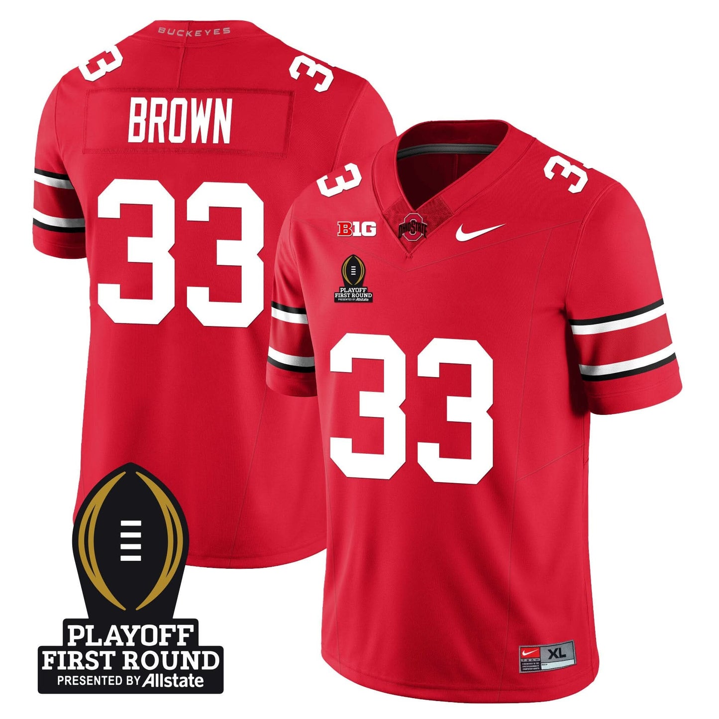 Ohio State Buckeyes Football - Playoff First Round Patch - All Stitched