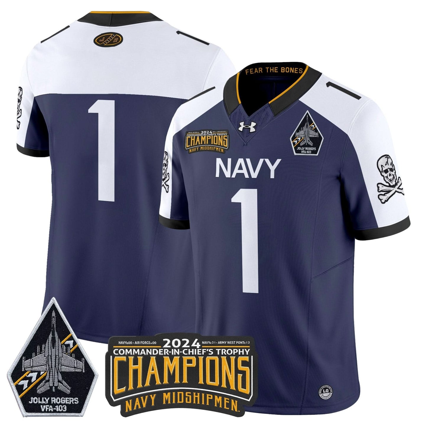 Navy Midshipmen 2024 Commander-In-Chief's Trophy Champions Patch Vapor Limited Jersey - All Stitched