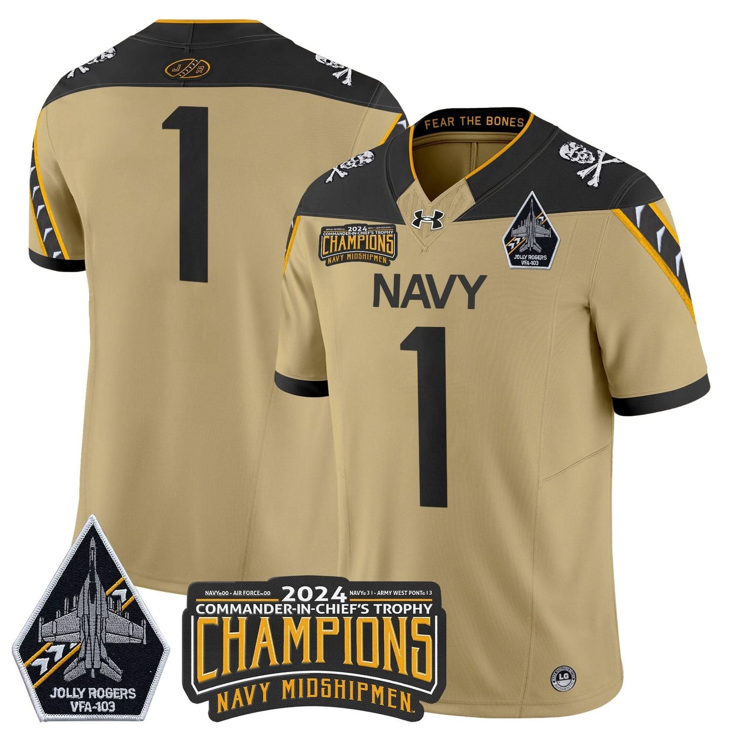 Navy Midshipmen 2024 Commander-In-Chief's Trophy Champions Patch Vapor Limited Jersey - All Stitched