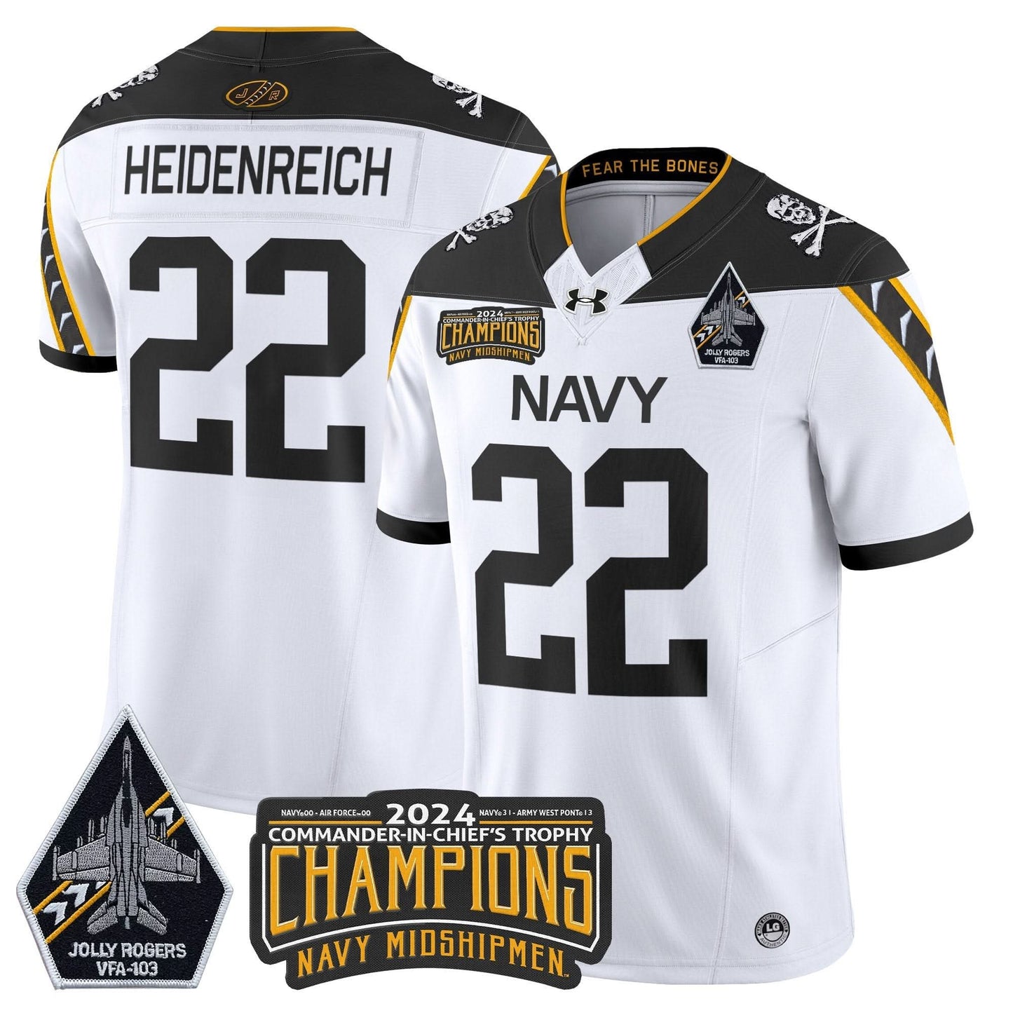 Navy Midshipmen 2024 Commander-In-Chief's Trophy Champions Patch Vapor Limited Jersey - All Stitched
