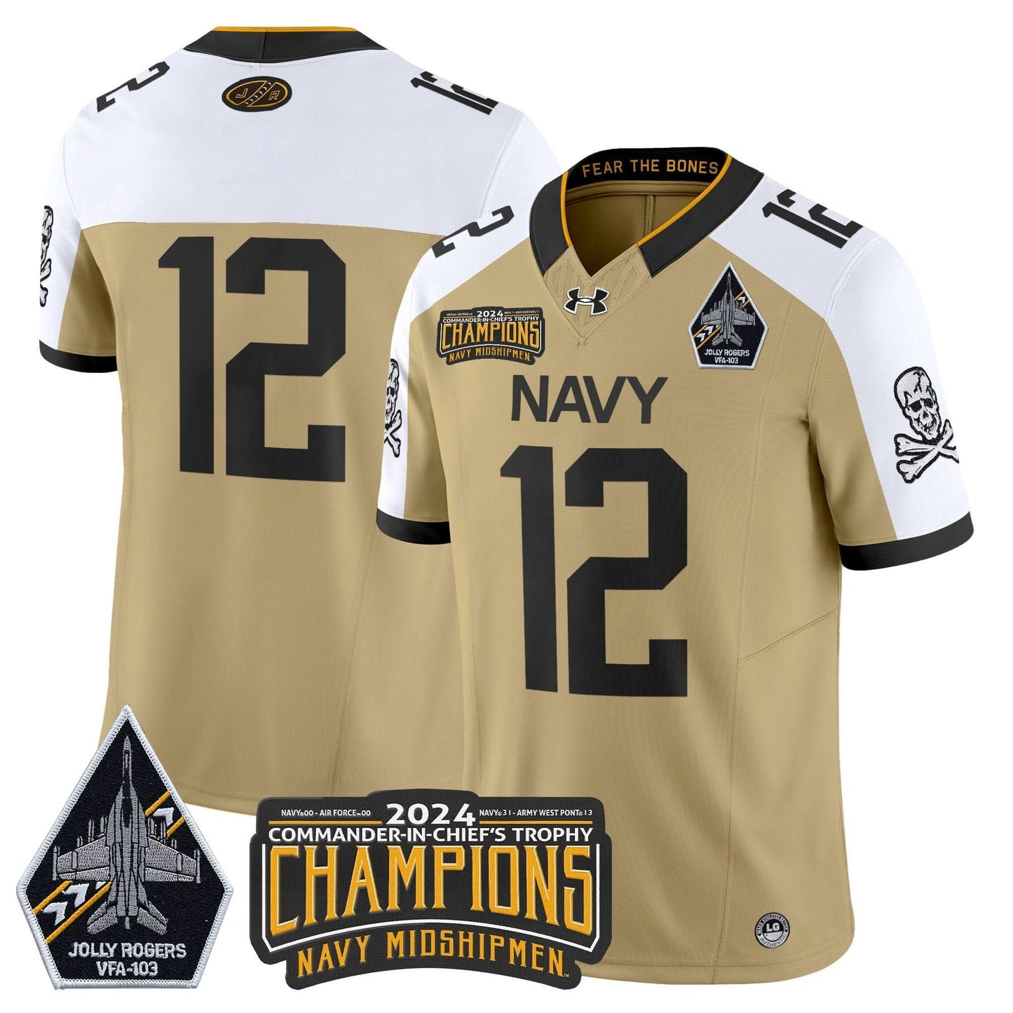 Navy Midshipmen 2024 Commander-In-Chief's Trophy Champions Patch Vapor Limited Jersey - All Stitched