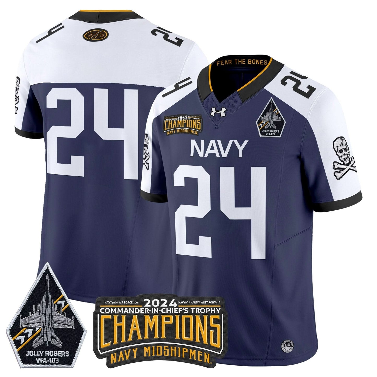 Navy Midshipmen 2024 Commander-In-Chief's Trophy Champions Patch Vapor Limited Jersey - All Stitched