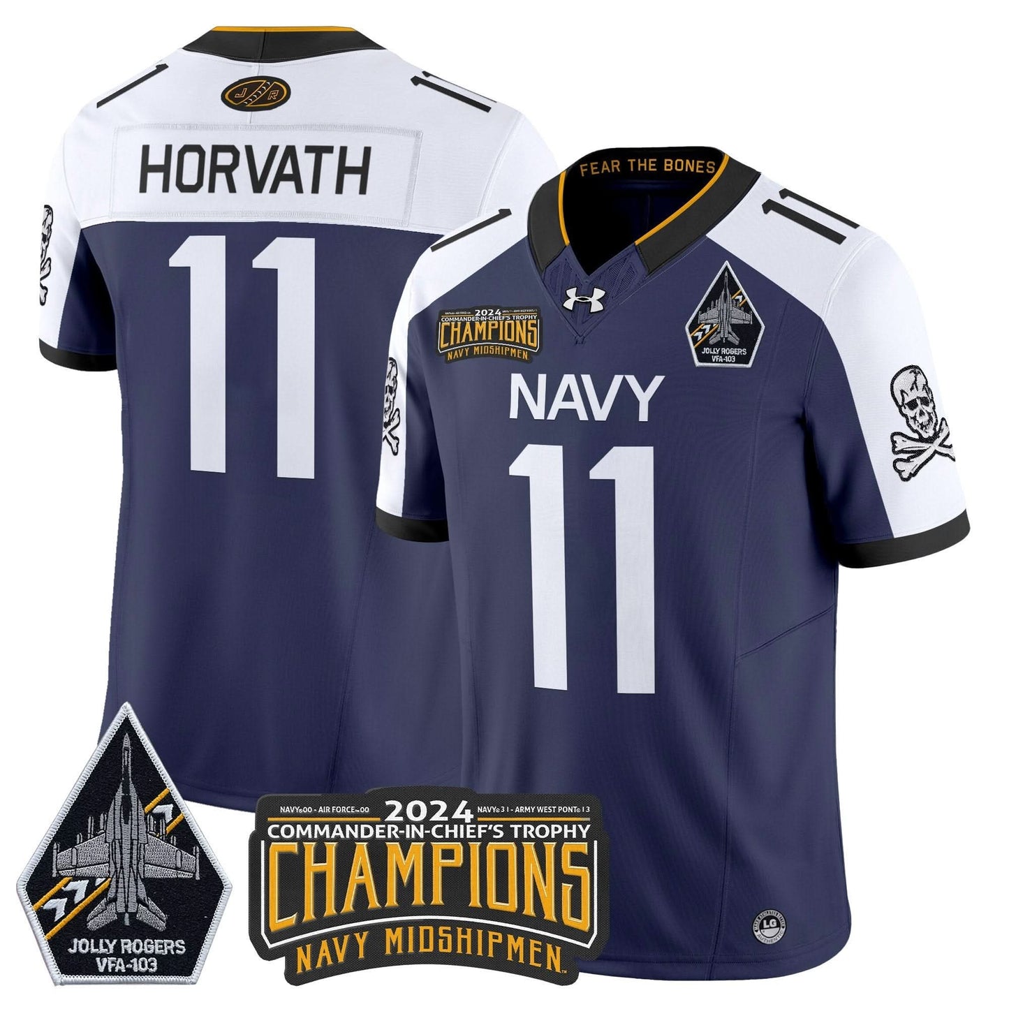 Navy Midshipmen 2024 Commander-In-Chief's Trophy Champions Patch Vapor Limited Jersey - All Stitched