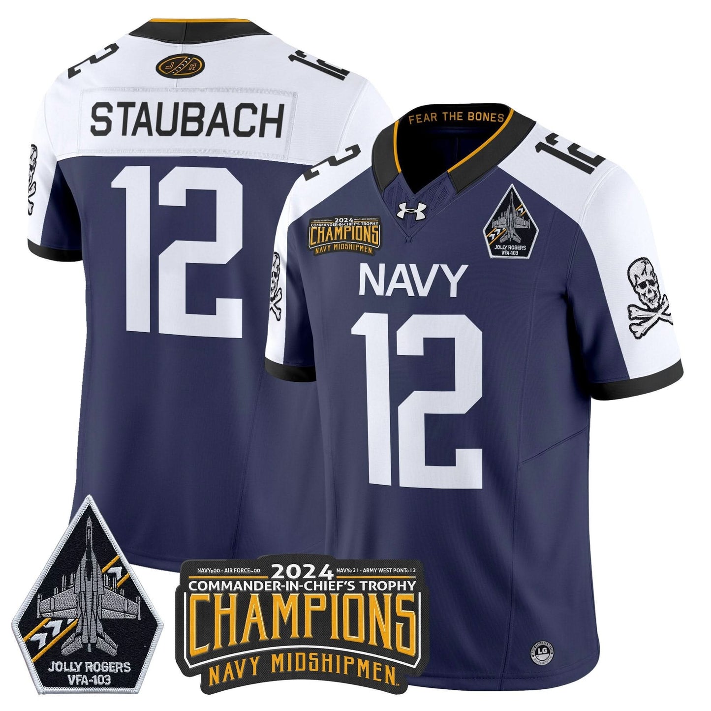 Navy Midshipmen 2024 Commander-In-Chief's Trophy Champions Patch Vapor Limited Jersey - All Stitched