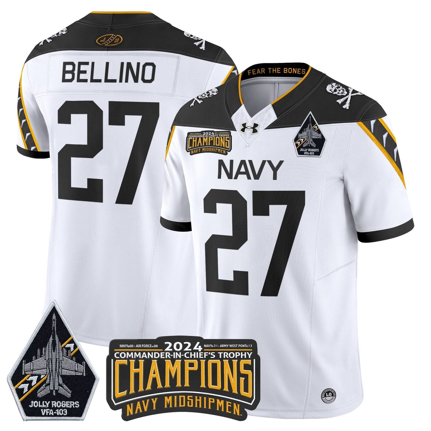 Navy Midshipmen 2024 Commander-In-Chief's Trophy Champions Patch Vapor Limited Jersey - All Stitched