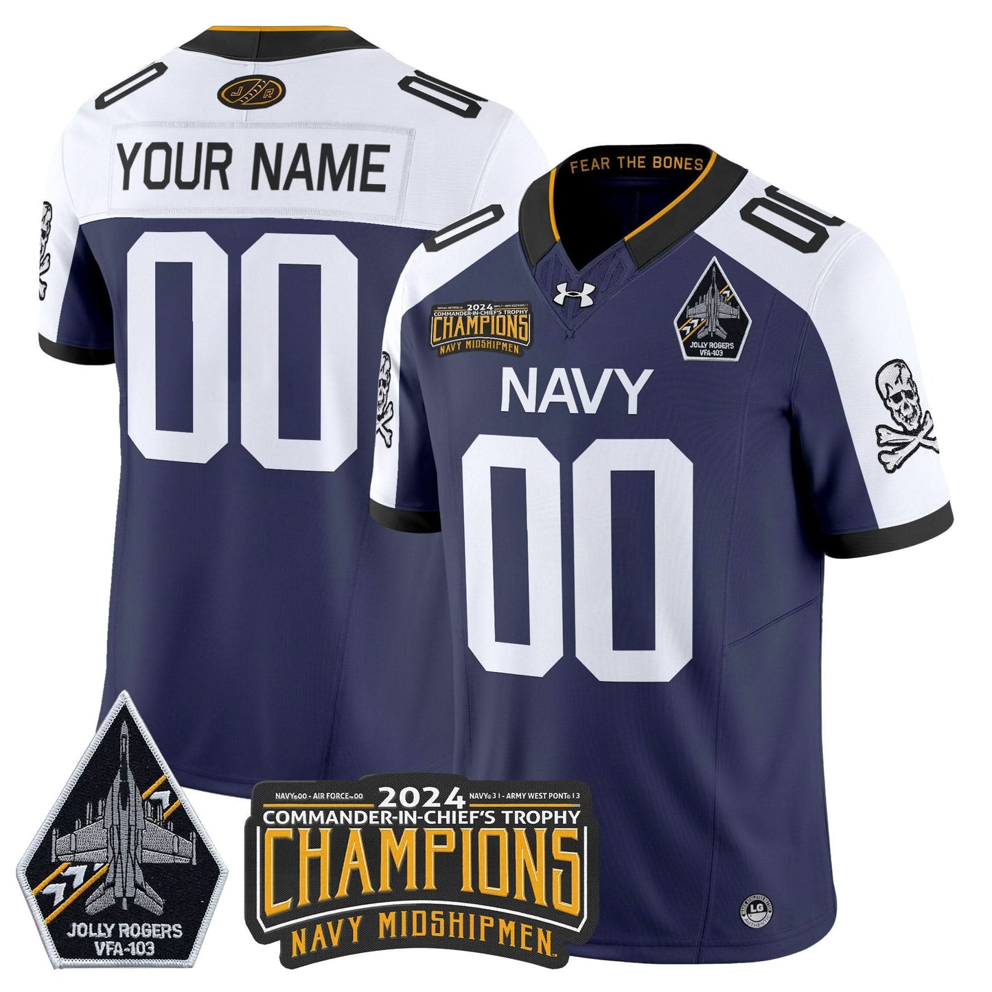Navy Midshipmen 2024 Commander-In-Chief's Trophy Champions Patch Vapor Limited Custom Jersey - All Stitched
