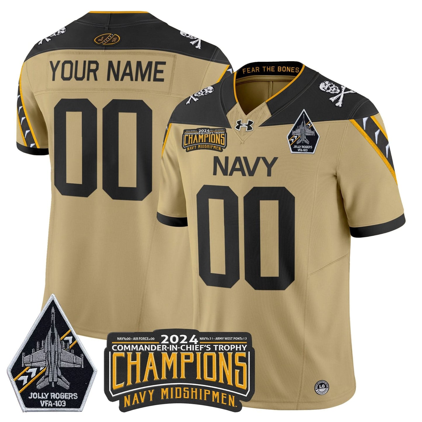 Navy Midshipmen 2024 Commander-In-Chief's Trophy Champions Patch Vapor Limited Custom Jersey - All Stitched
