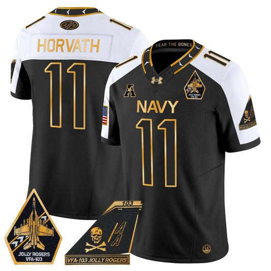 Navy Midshipmen 2024 Jolly Rogers Patch Gold Vapor Limited Jersey - All Stitched