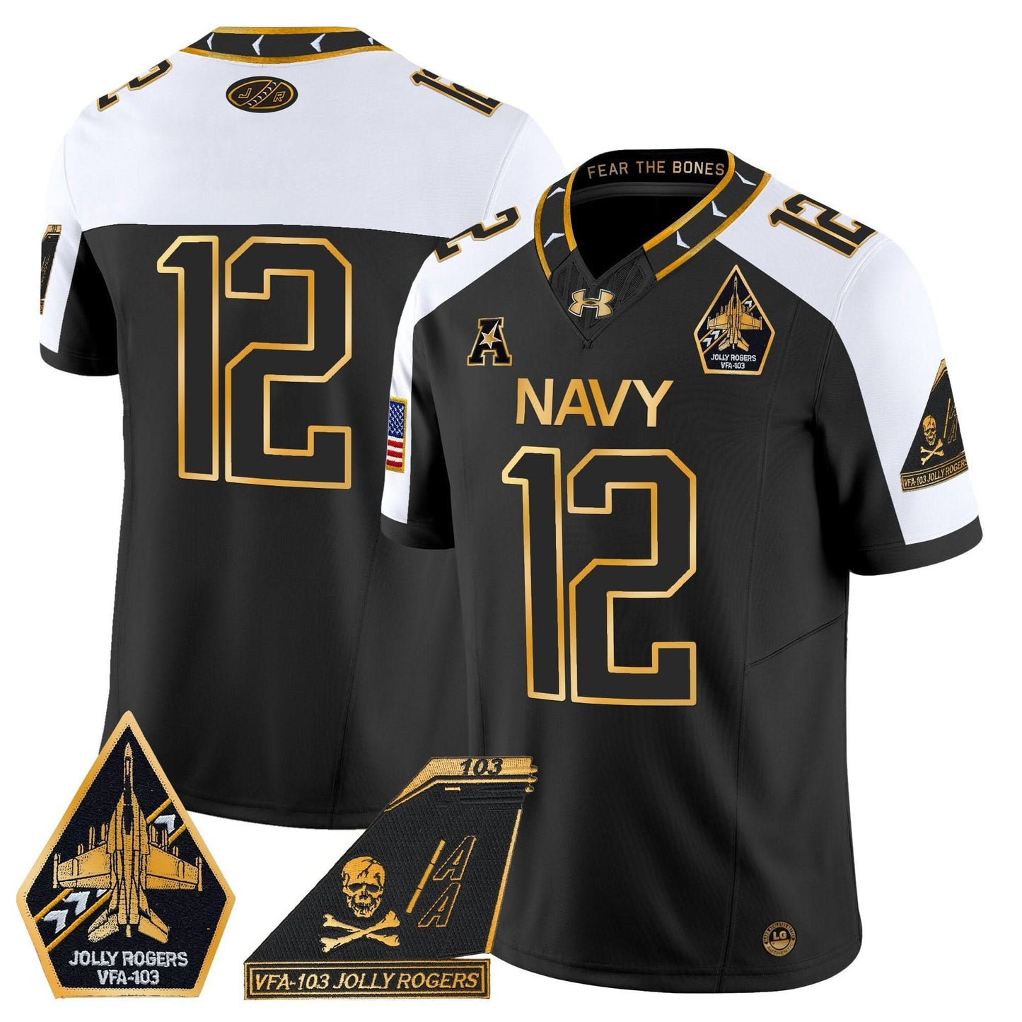 Navy Midshipmen 2024 Jolly Rogers Patch Gold Vapor Limited Jersey - All Stitched