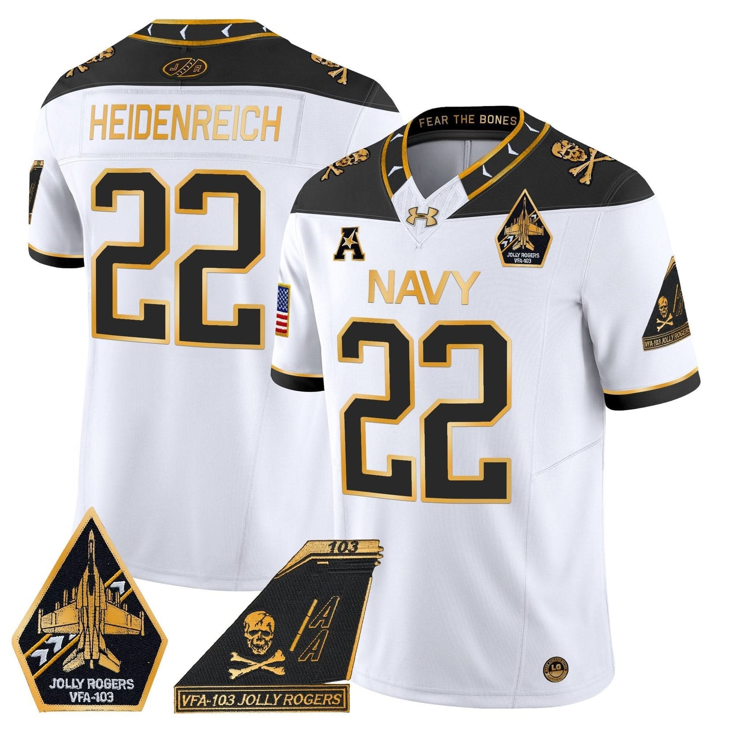 Navy Midshipmen 2024 Jolly Rogers Patch Gold Vapor Limited Jersey - All Stitched