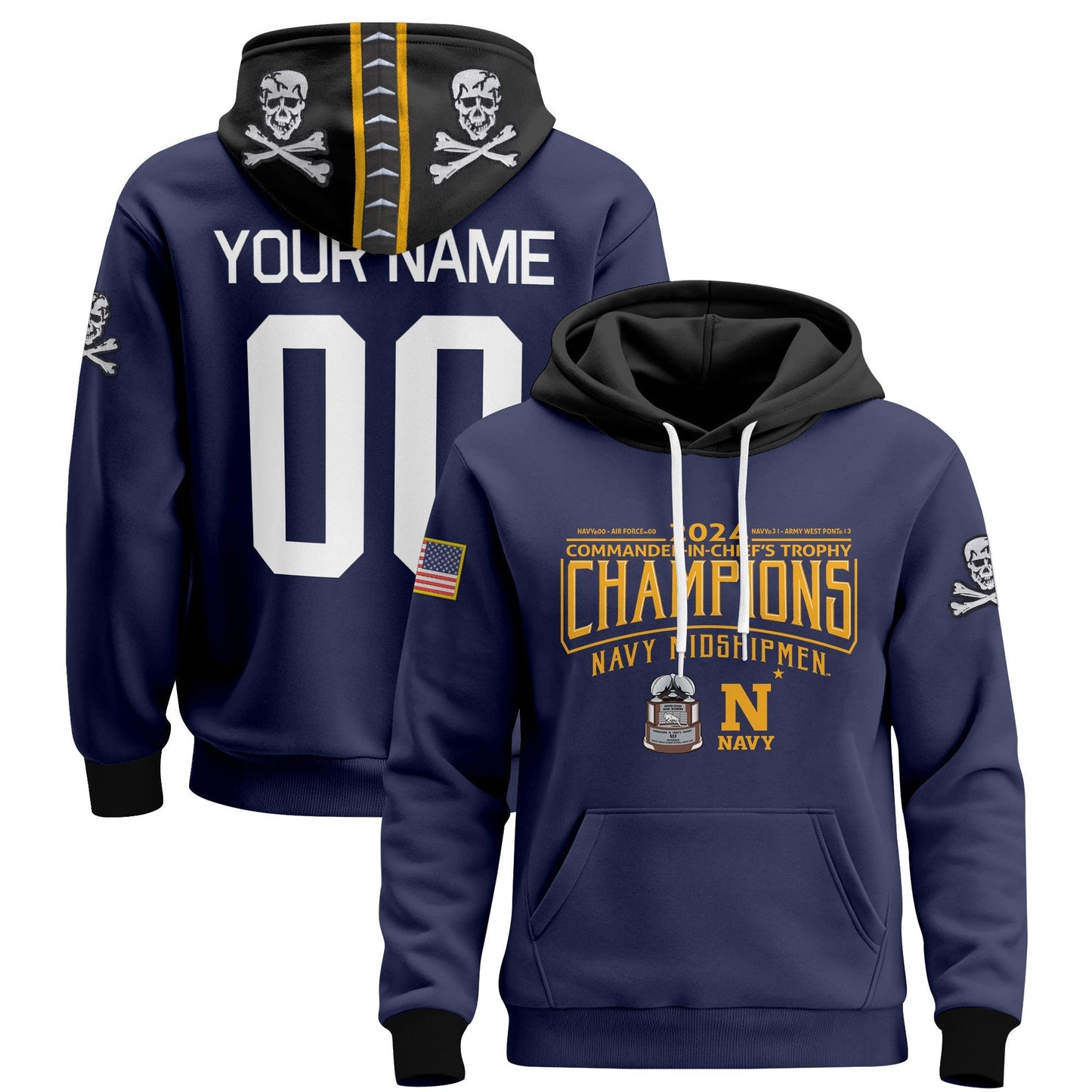 Navy Midshipmen 2024 Commander-In-Chief's Trophy Champions Patch Custom Pullover Hoodie - All Printed