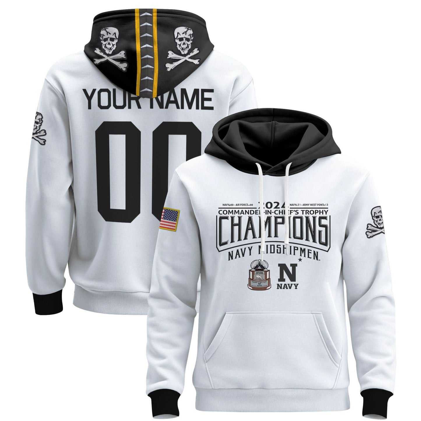 Navy Midshipmen 2024 Commander-In-Chief's Trophy Champions Patch Custom Pullover Hoodie - All Printed
