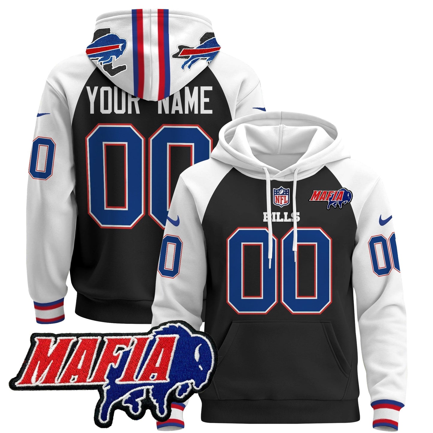BUF 2024 Bills Mafia Patch Custom Pullover Hoodie