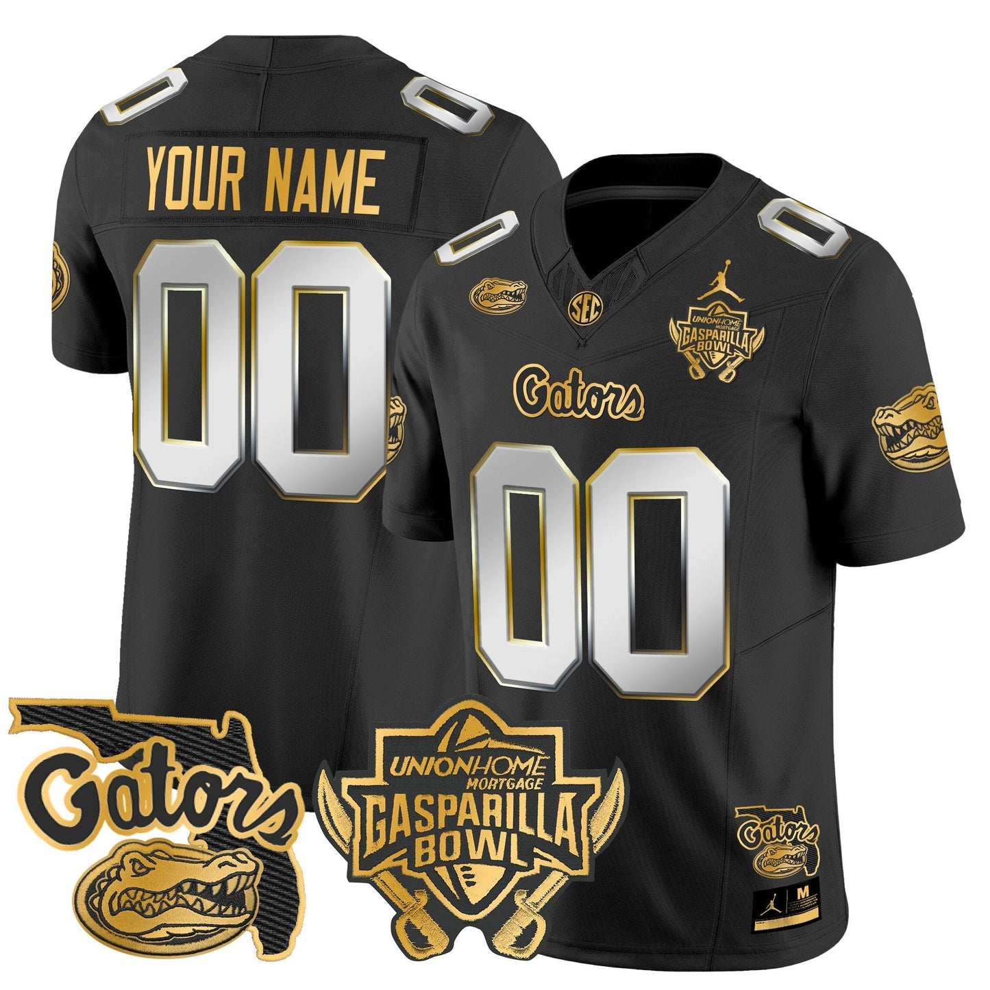 UF 2024 Gasparilla Bowl Patch Gold Vapor Limited Custom Jersey - All Stitched