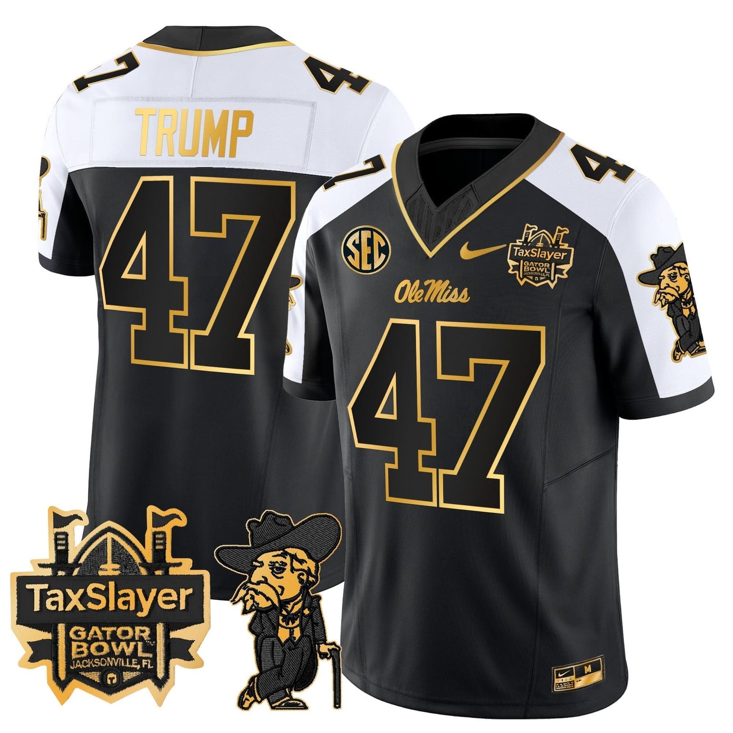 Ole Miss Rebels 2024 Gator Bowl Patch Gold Vapor Limited Jersey - All Stitched