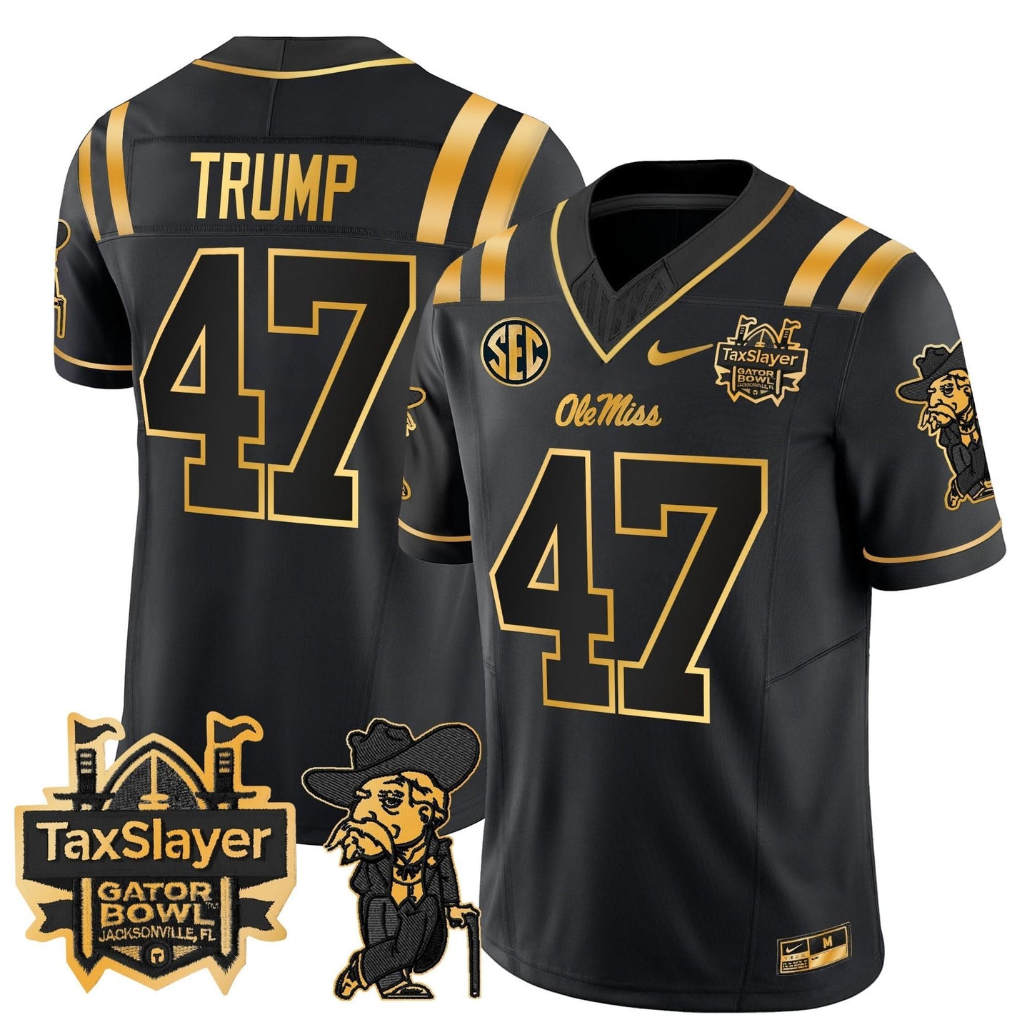 Ole Miss Rebels 2024 Gator Bowl Patch Gold Vapor Limited Jersey - All Stitched