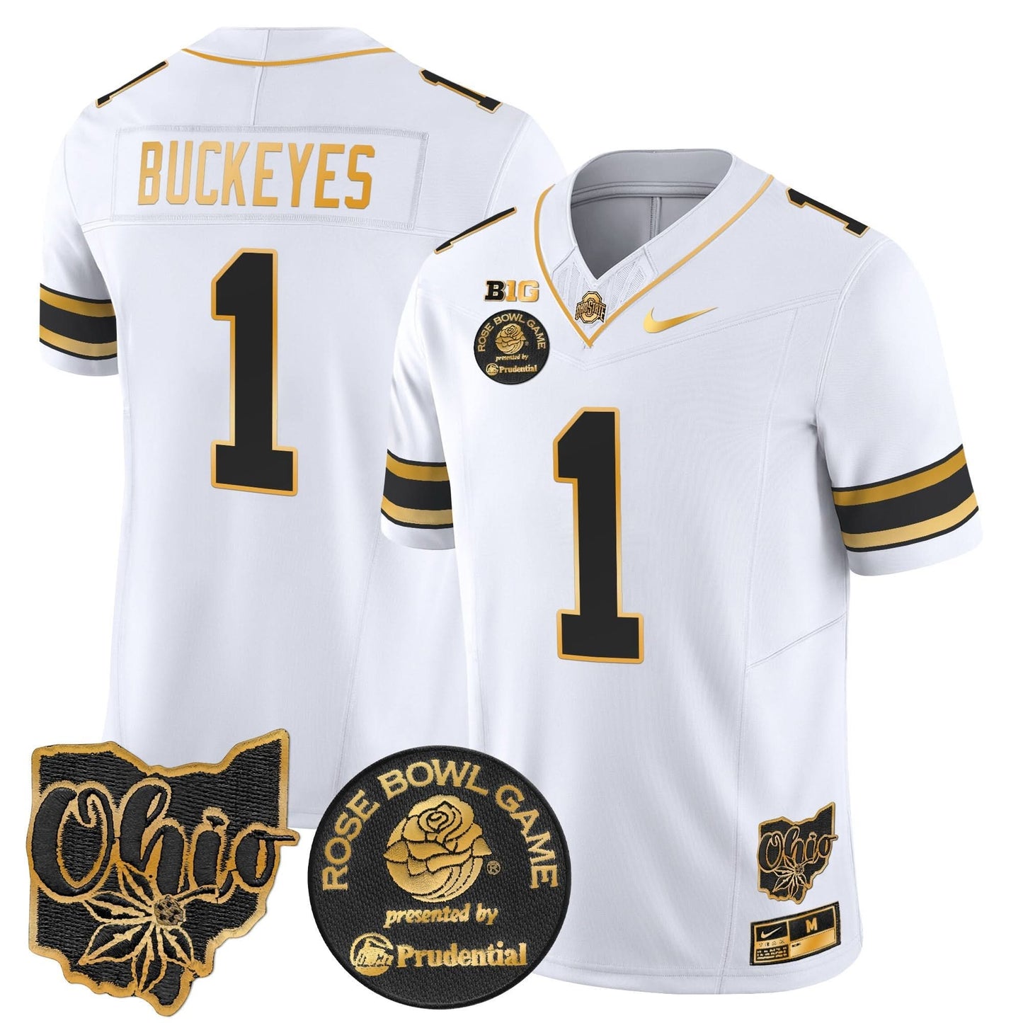 Ohio State Buckeyes Rose Bowl Gold Vapor Limited Jersey - All Stitched