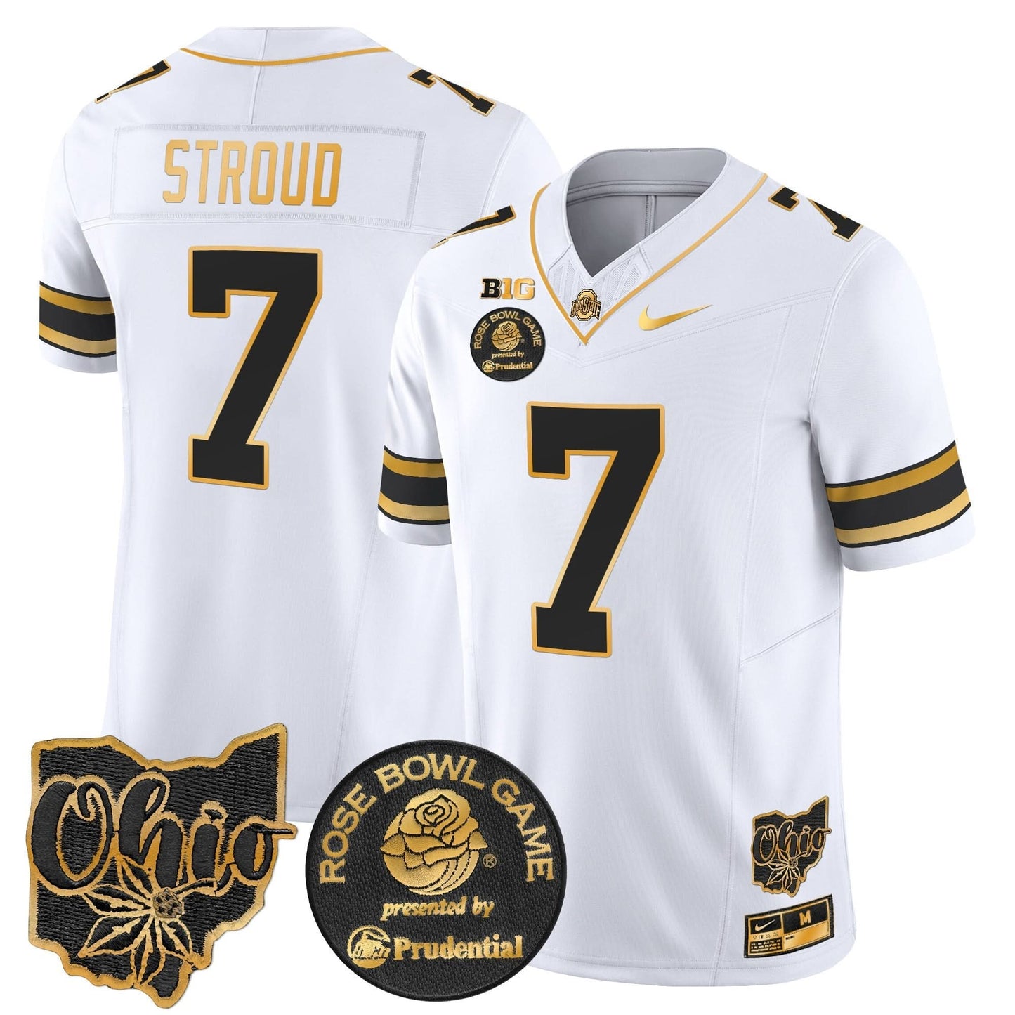 Ohio State Buckeyes Rose Bowl Gold Vapor Limited Jersey - All Stitched