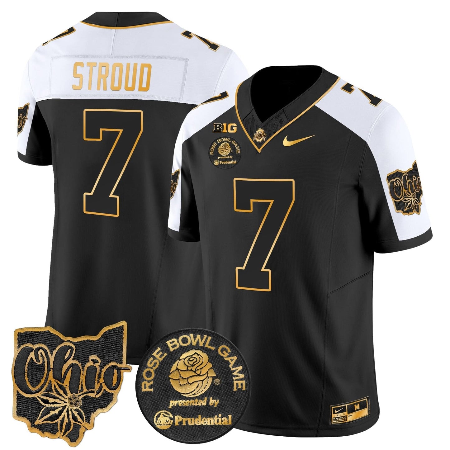 Ohio State Buckeyes Rose Bowl Gold Vapor Limited Jersey - All Stitched