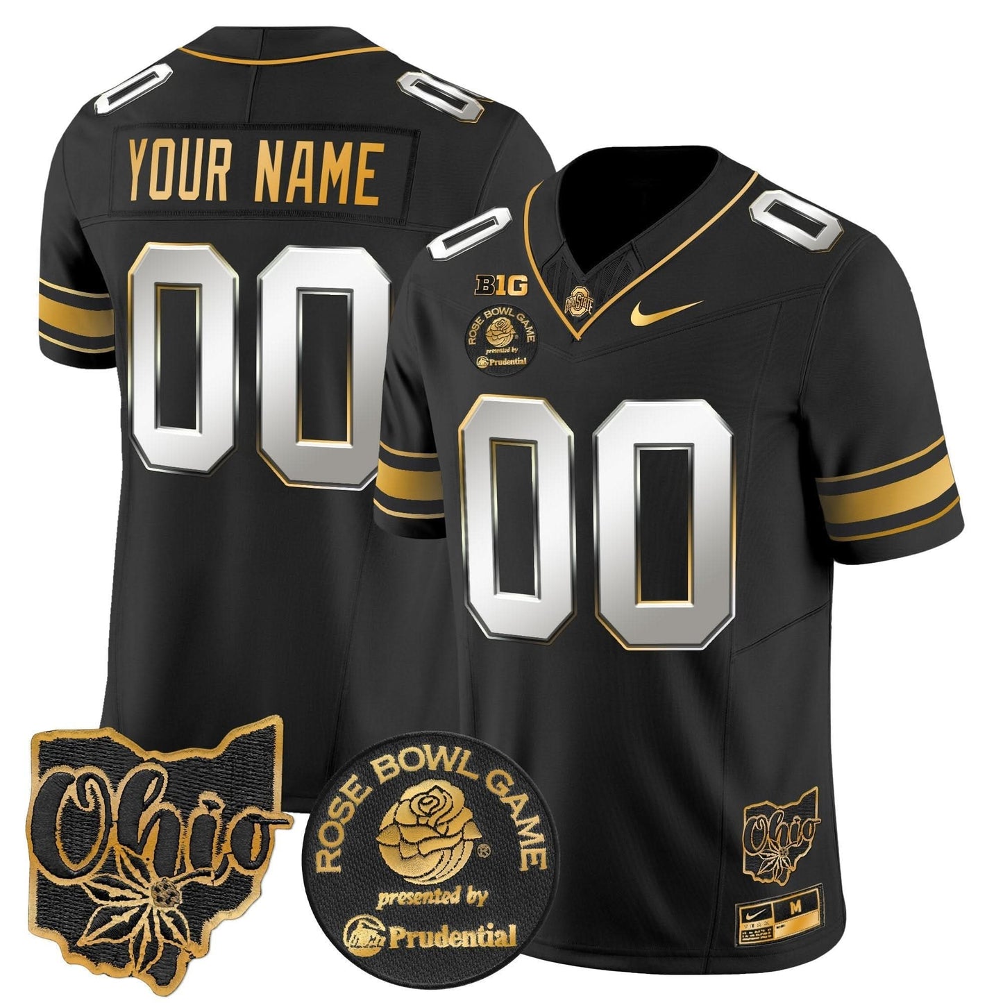 Ohio State Buckeyes Rose Bowl Gold Vapor Limited Custom Jersey - All Stitched