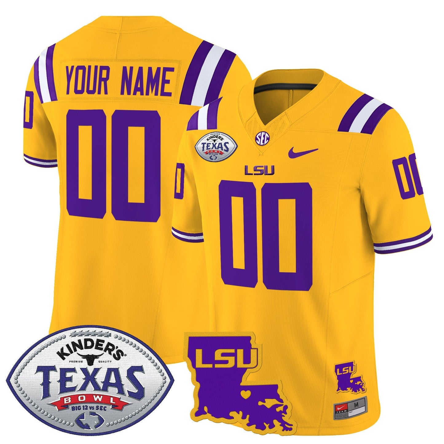 LSU 2024 Texas Bowl Patch Vapor Limited Custom Jersey - All Stitched