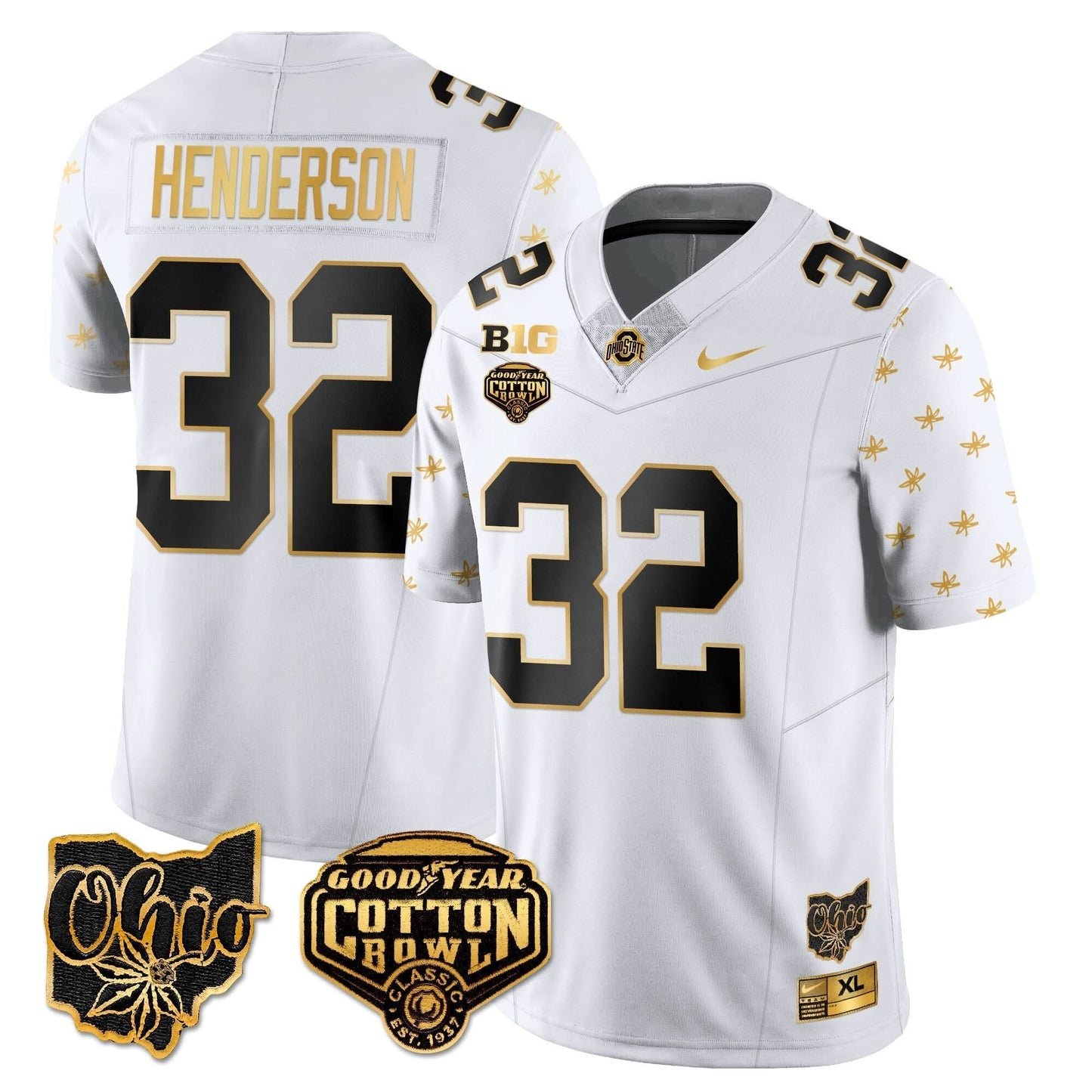 Ohio State Buckeyes 2024 Cotton Bowl Classic Jersey Gold - All Stitched