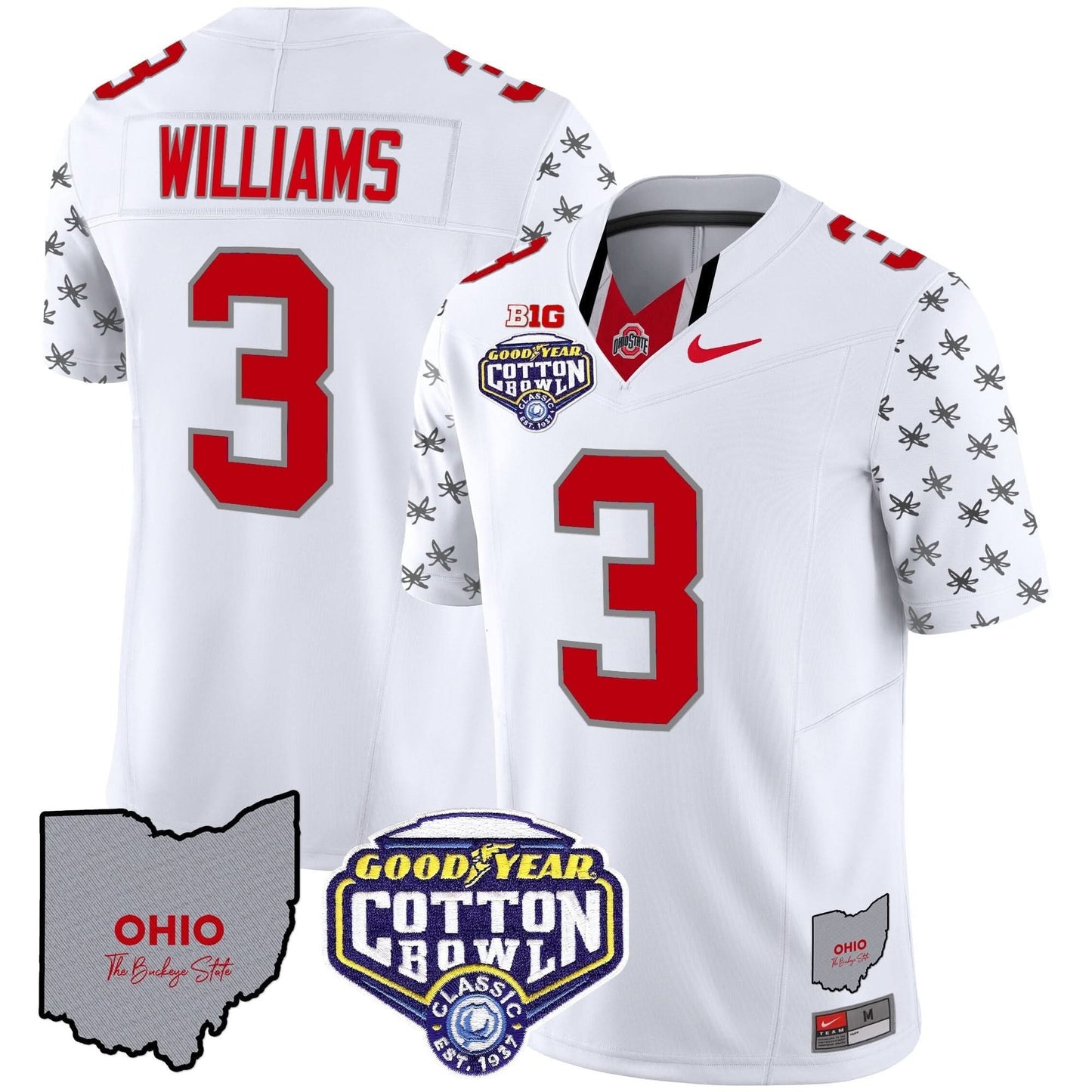 Ohio State Buckeyes Cotton Bowl Patch Vapor Limited Jersey - All Stitched