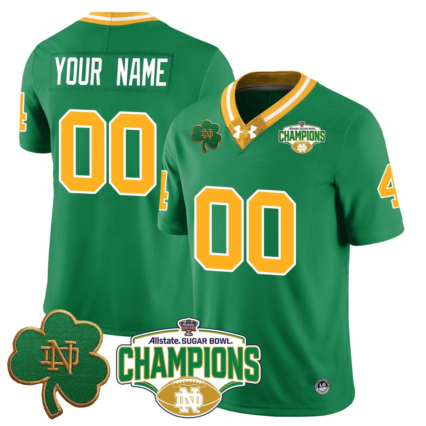 Custom ND 2025 Sugar Bowl Champions Jersey - All Stitched