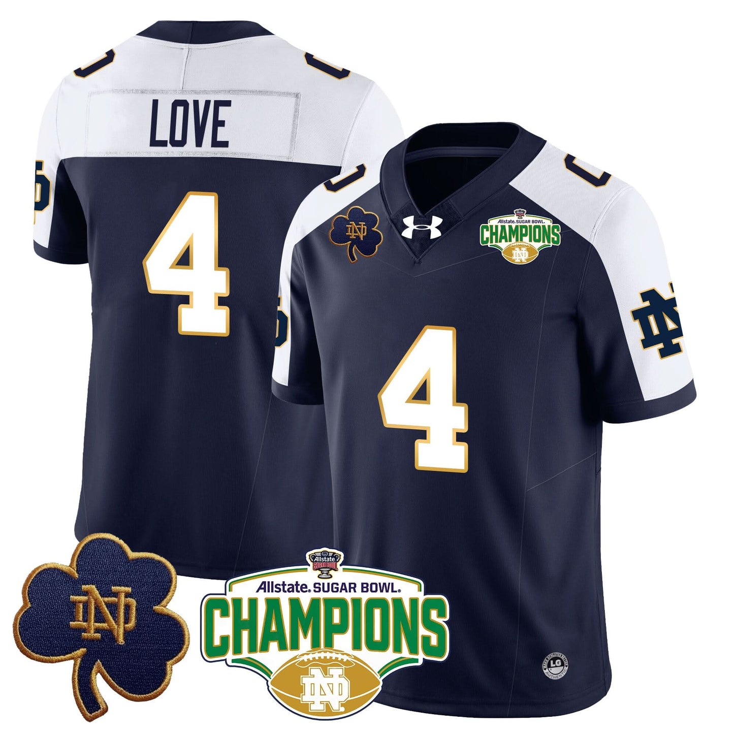 Notre Dame Fighting Irish 2025 Sugar Bowl Champions Jersey - All Stitched