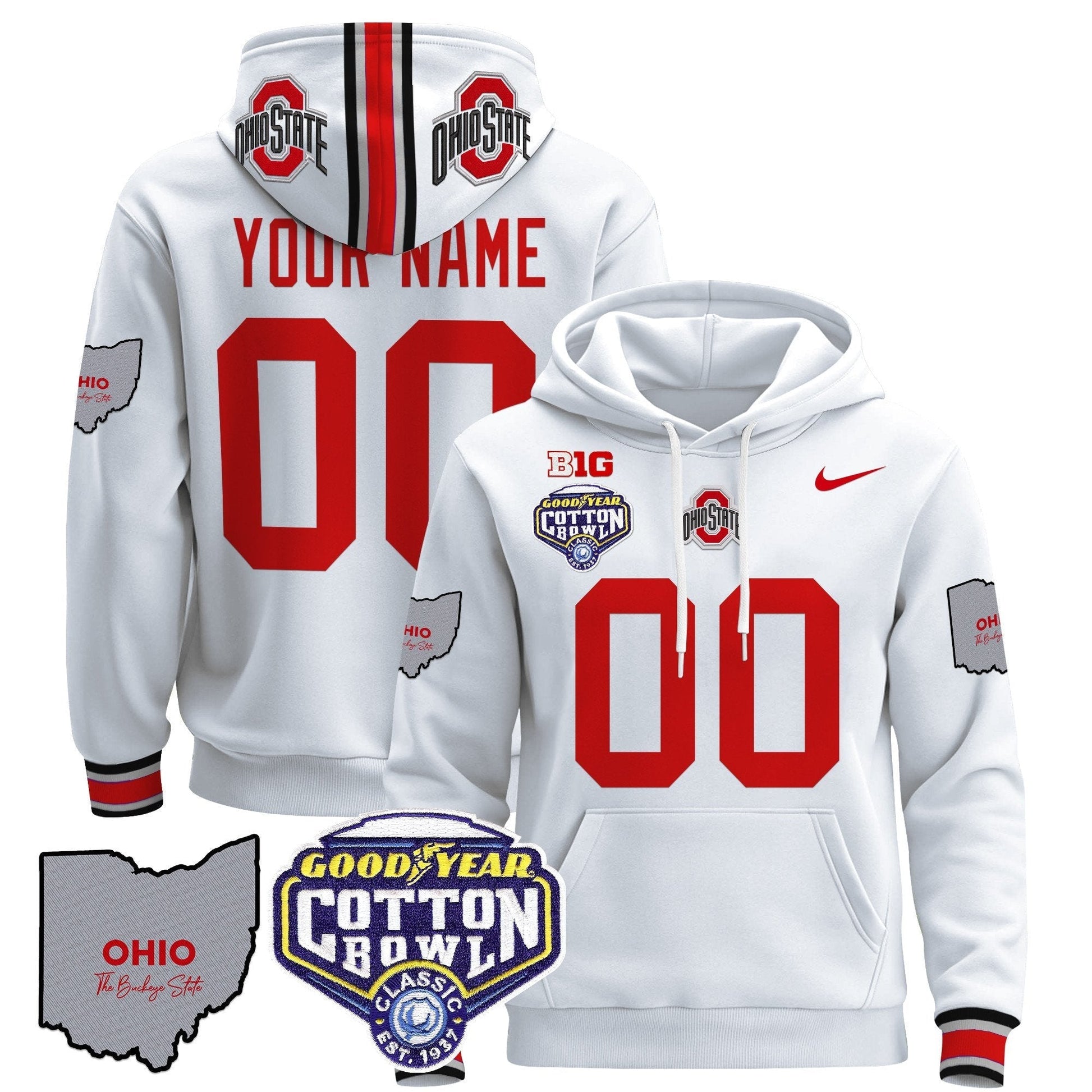 Ohio State Buckeyes Cotton Bowl Patch Custom Pullover Hoodie