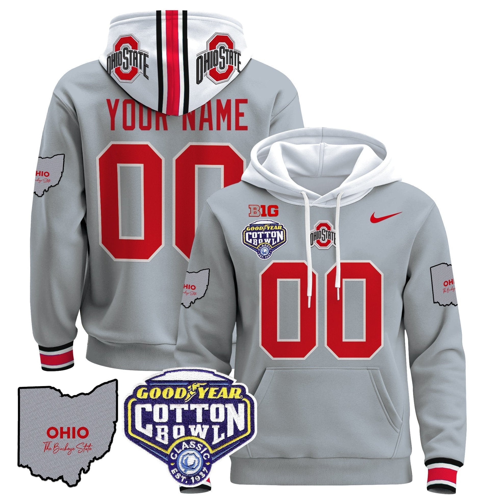 Ohio State Buckeyes Cotton Bowl Patch Custom Pullover Hoodie