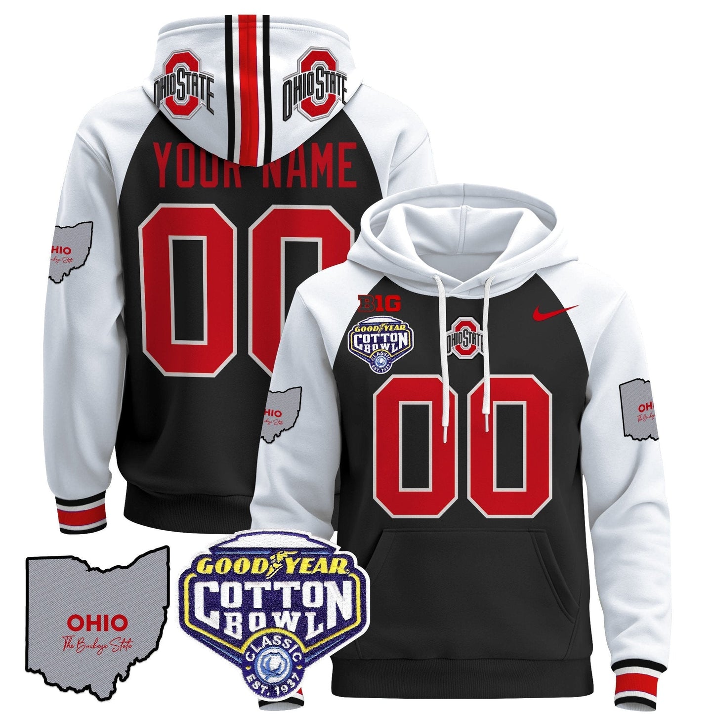 Ohio State Buckeyes Cotton Bowl Patch Custom Pullover Hoodie